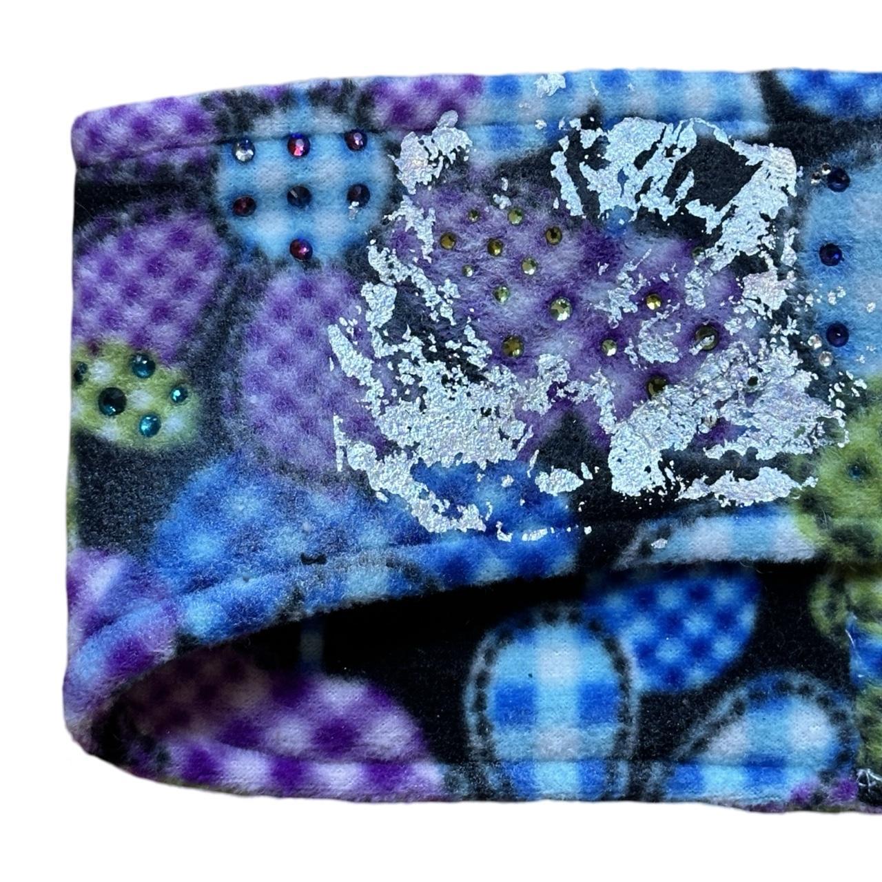 ASTROBOI* Custom Womens 'Flower Power' Black Fleece Ear Warmer Headband