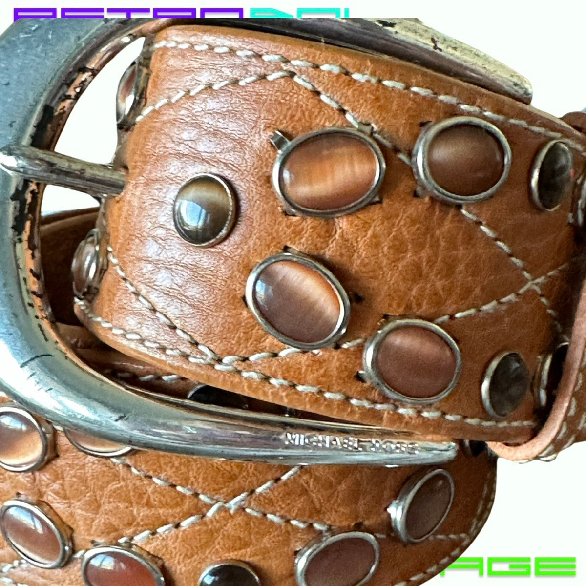 MICHAEL MICHAEL KORS BROWN LEATHER AGATE WESTERN BELT