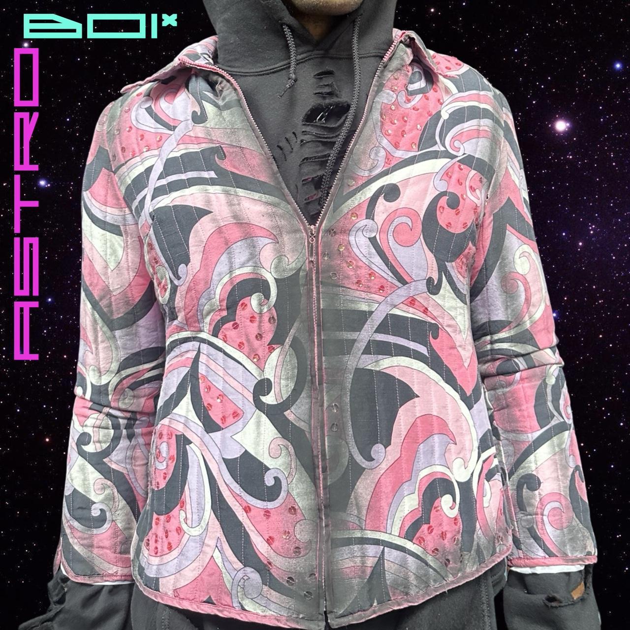 Pink Pucci Print Silk Airbrushed Quilted Jacket