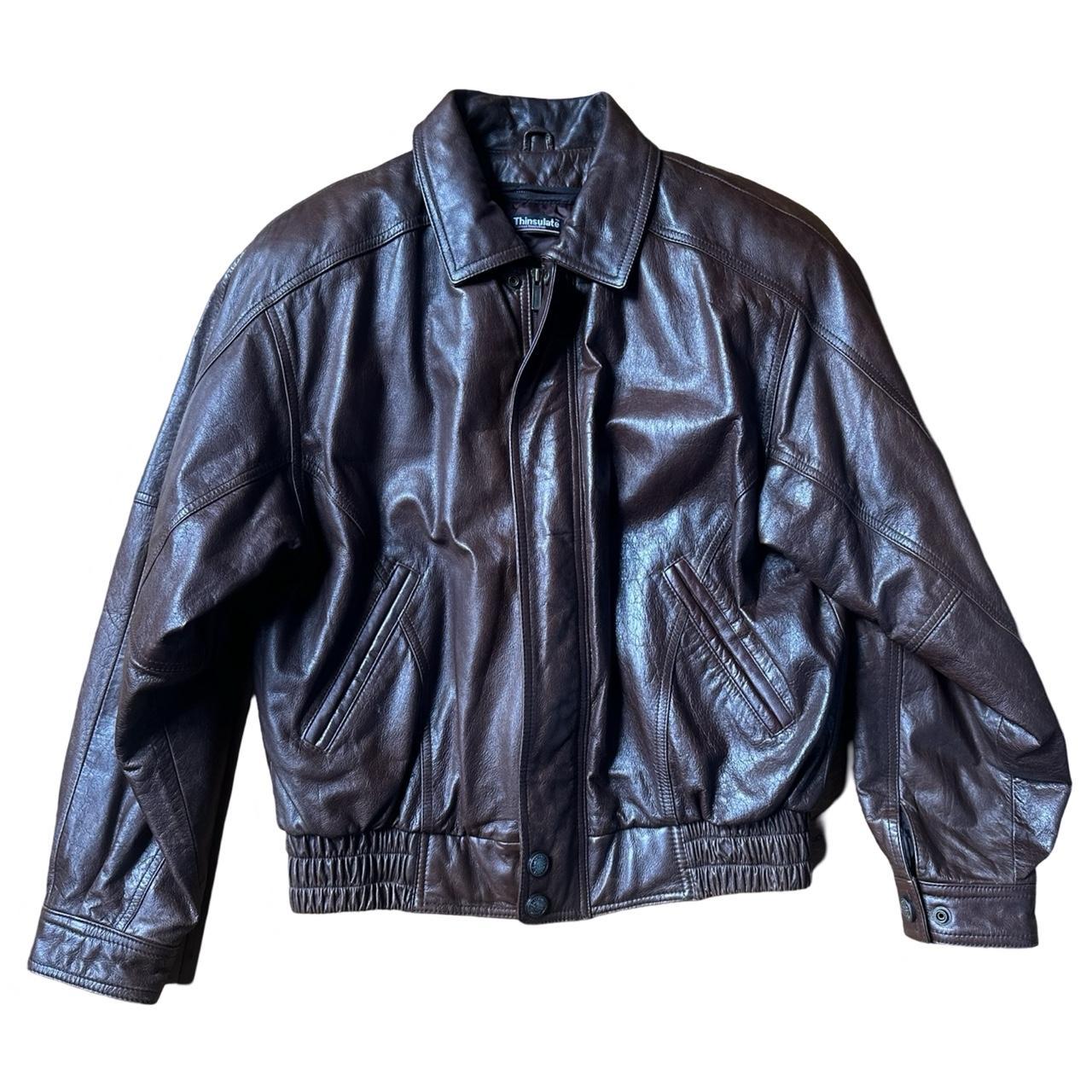 Wilson's Leather Brown Retro Bomber Jacket - Medium , flat front