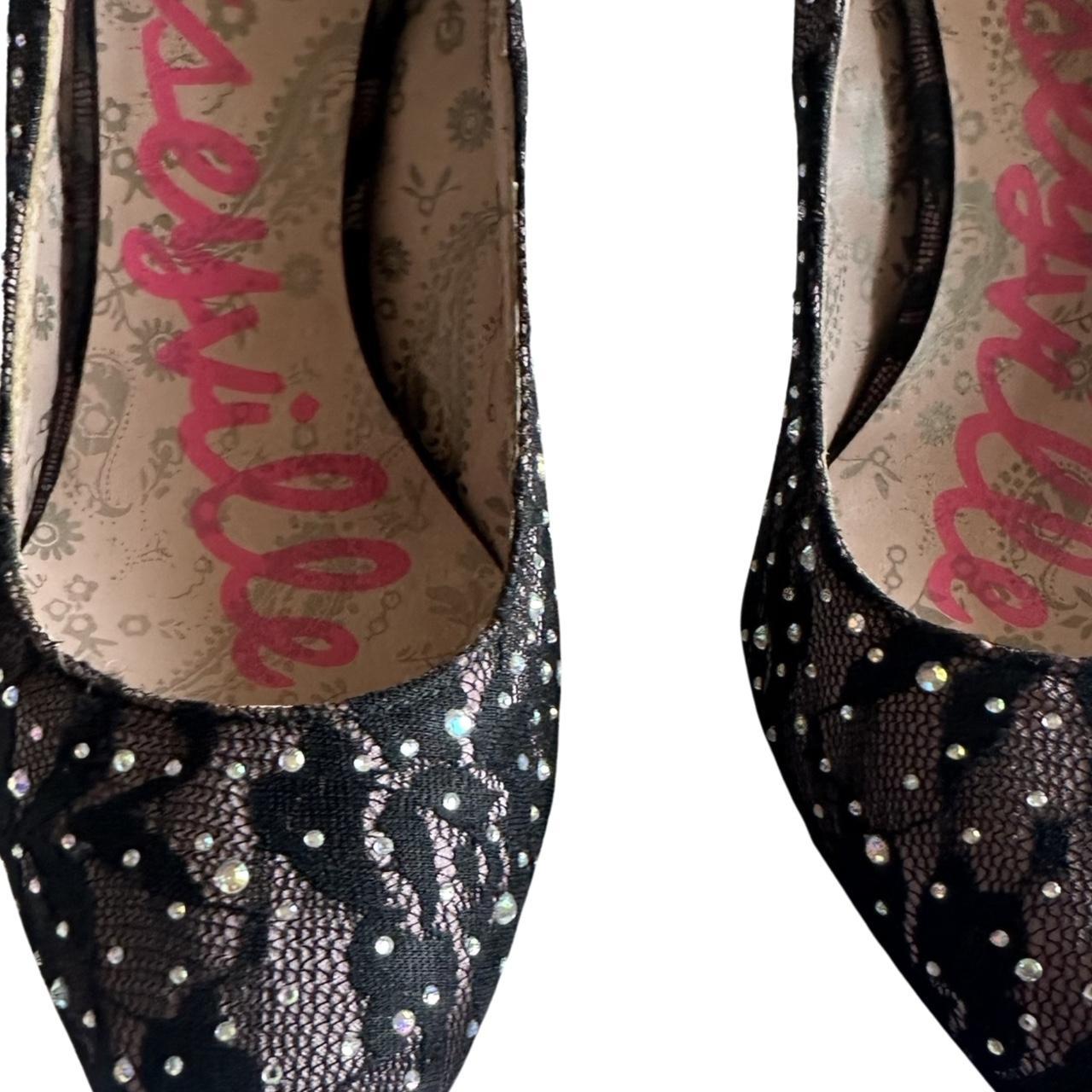 VINTAGE BETSEY JOHNSON RHINESTONE LACE HEELS_ 8.5