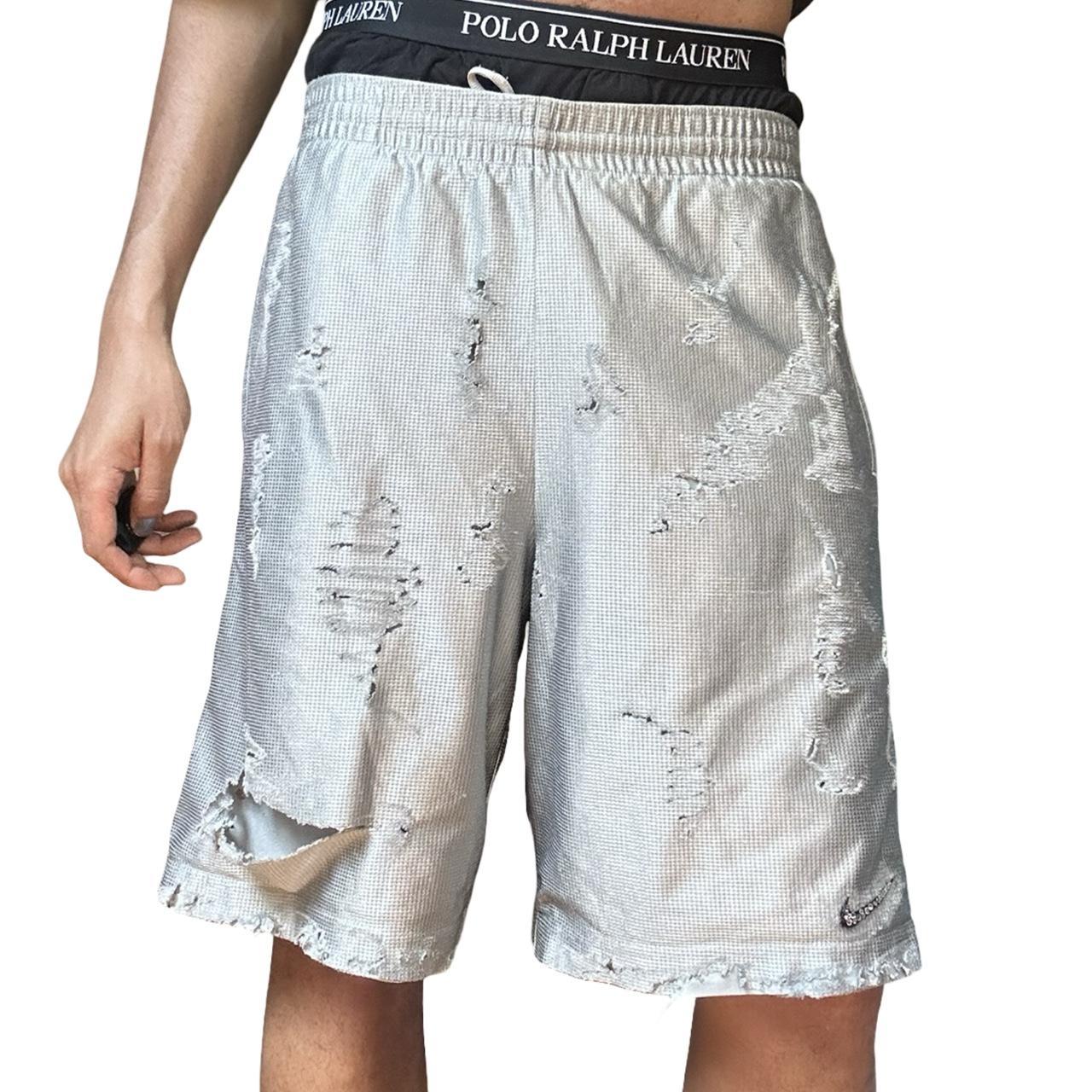Nike Distressed Silver Rhinestone Basketball Shorts - front 2