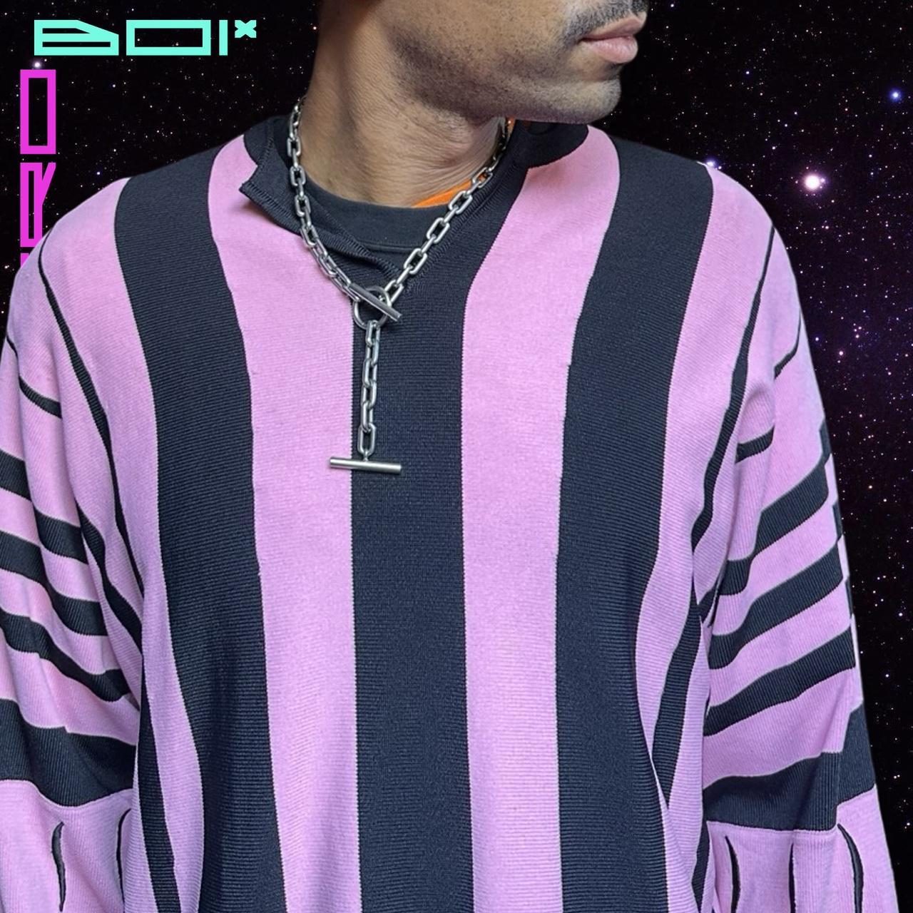 Kiko Kostadinov 2021 Hydra Pink/Black Striped Sweater