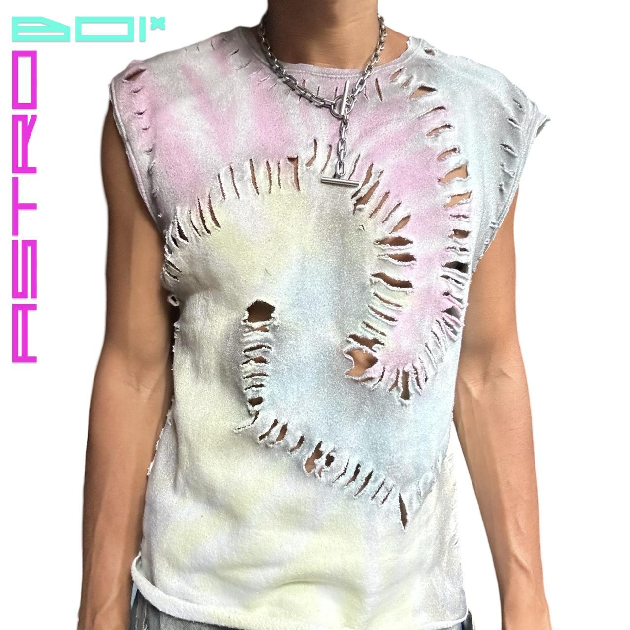 ASTROBOI* YELLOW CANDY COATED TIE DYE SWIRLS SLEEVELESS SWEATSHIRT _ XL