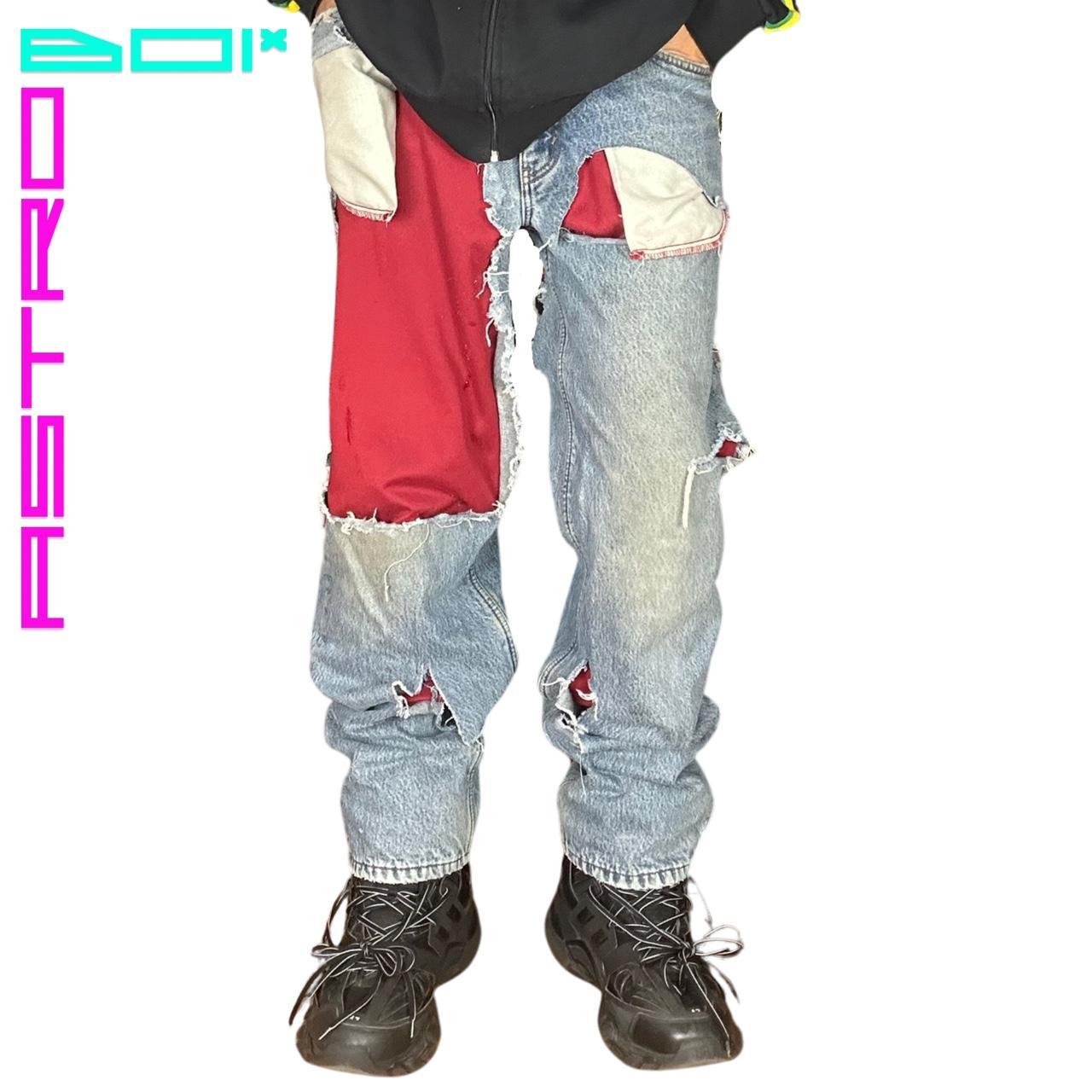 ASTROBOI* RIPPED FLANNEL JEANS _ 38x36