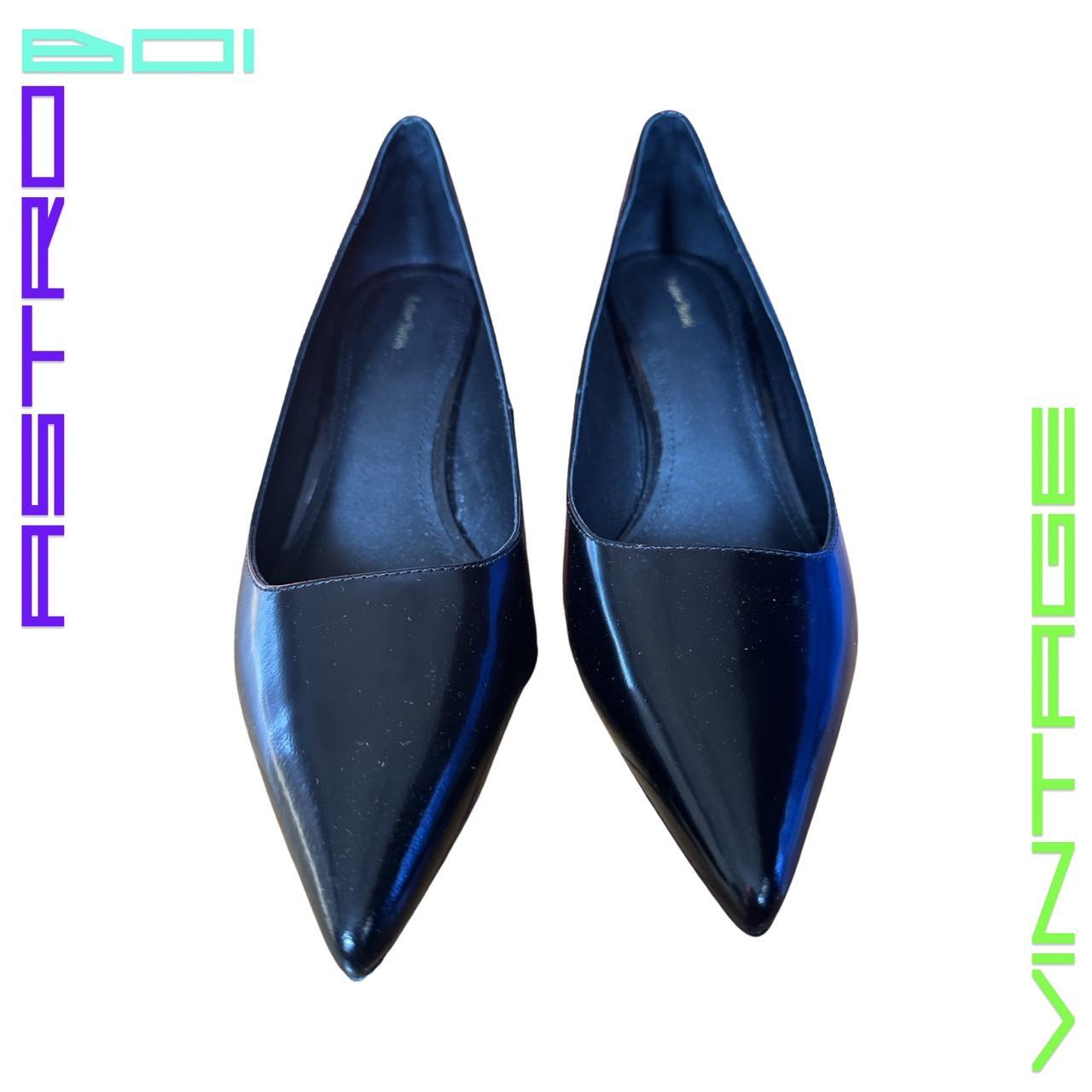 & OTHER STORIES BLACK LEATHER POINTED TOE HEELS
