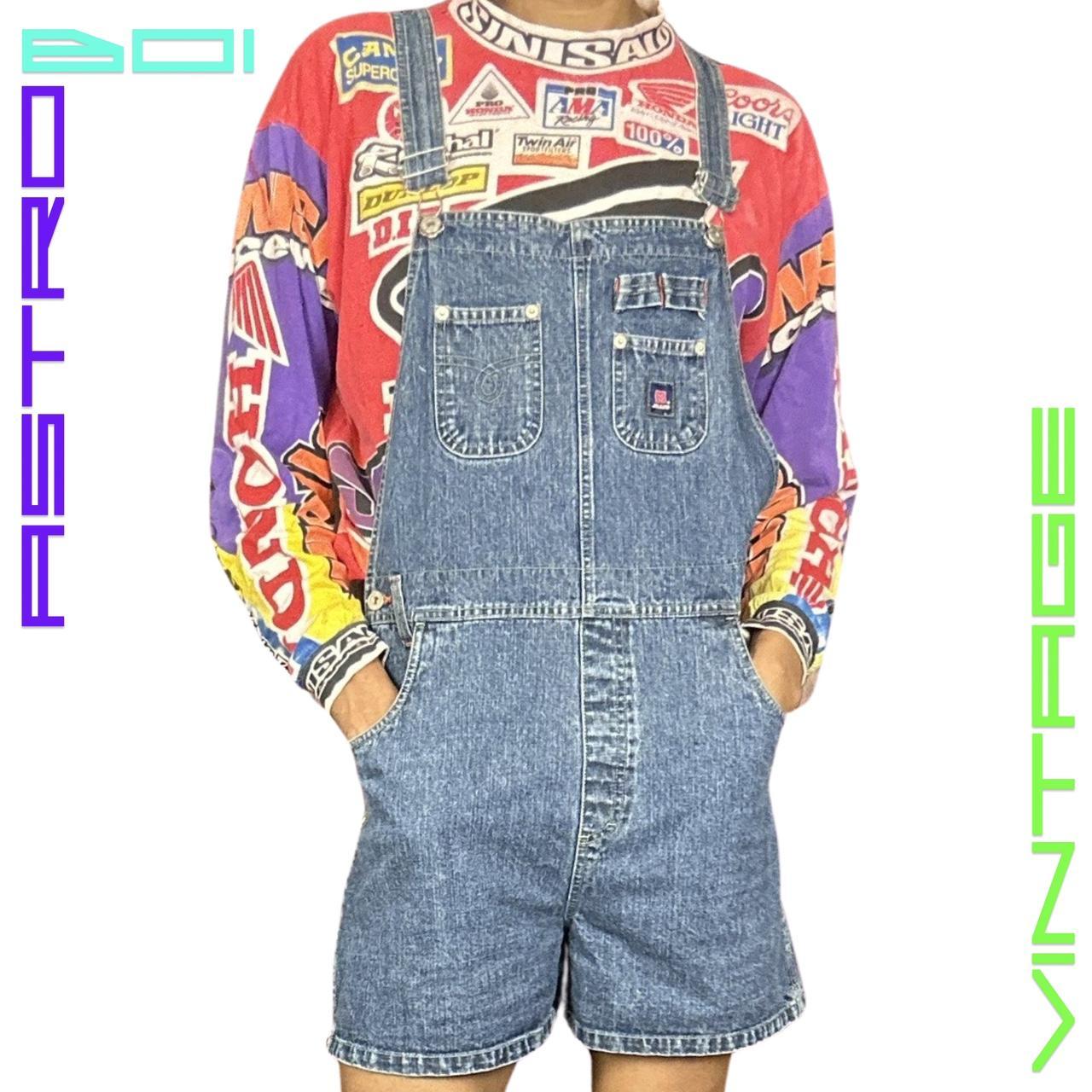 VINTAGE BUM EQUIPMENT DENIM SHORT OVERALLS