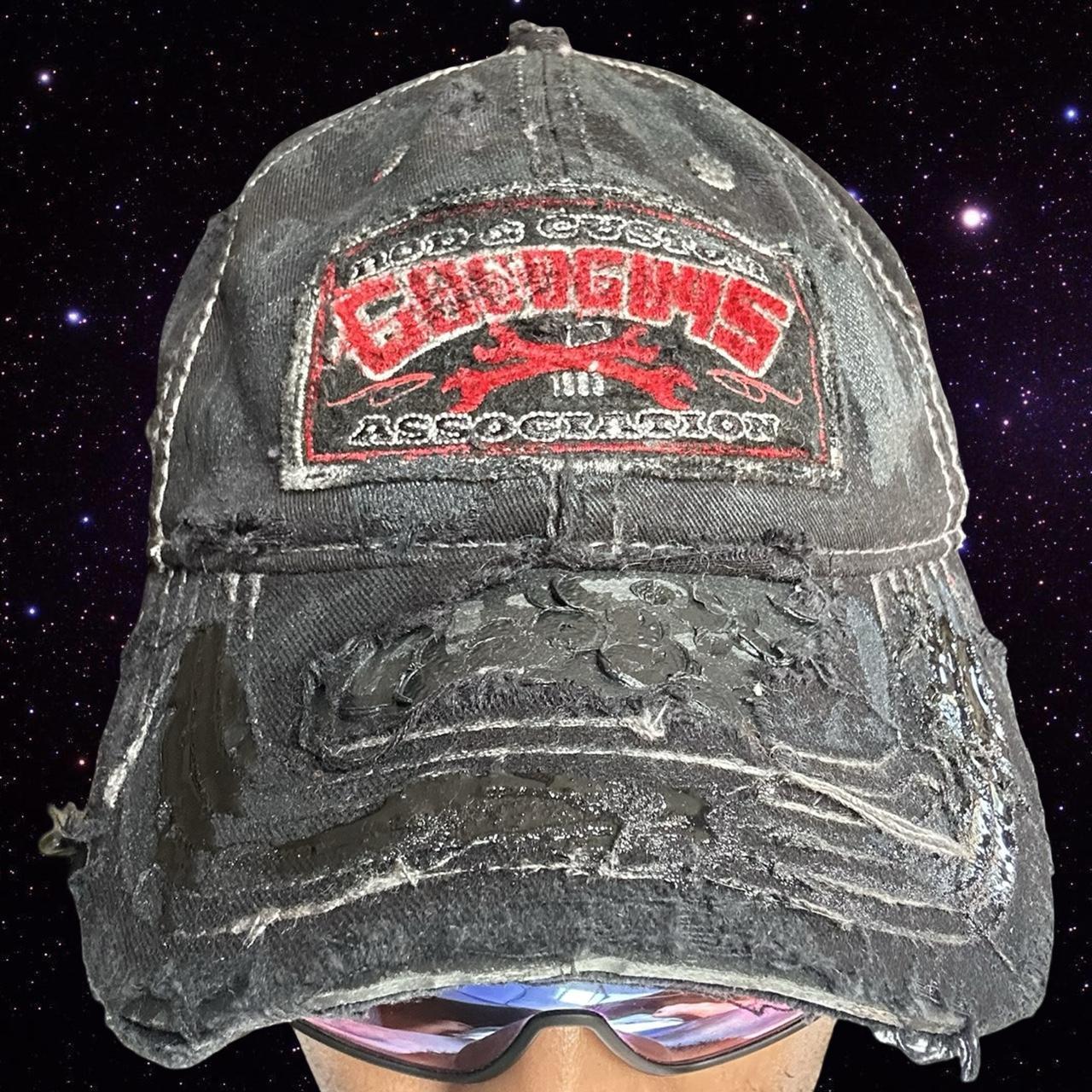 ASTROBOI* 'Goodguys' Black Distressed Resin Hat - close up