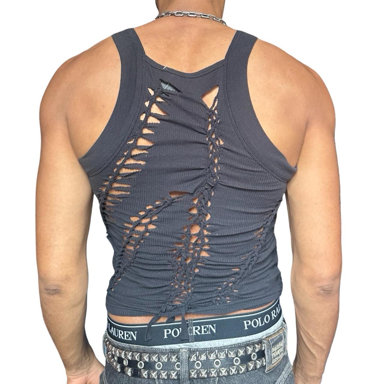 ASTROBOI* 'Aidan' Black Braided Twist G-Unit Tank Top - back