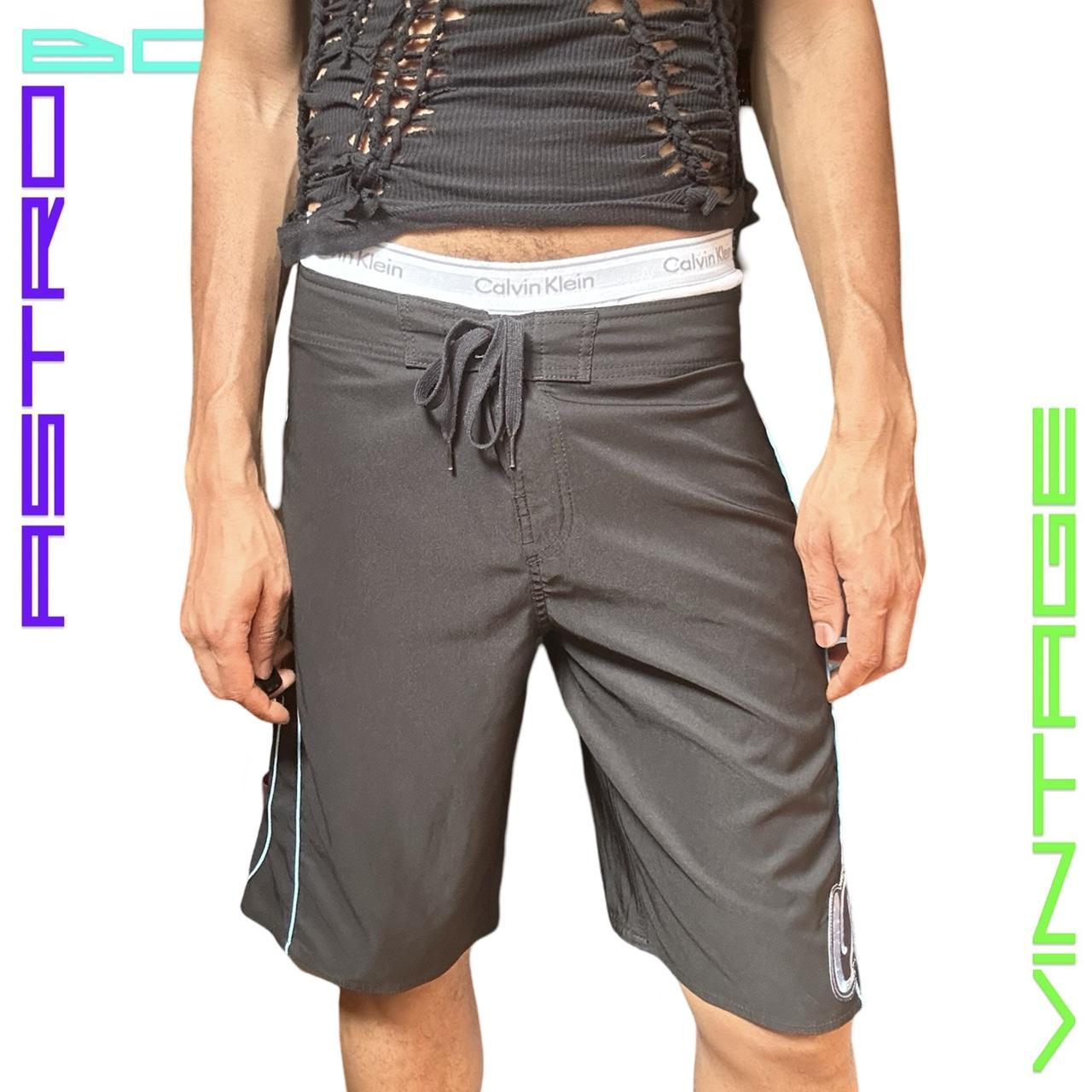 O'NEILL BLACK SURFER BOARD SWIM SHORTS WITH BABY BLUE COLOR BLOCKING _ XL