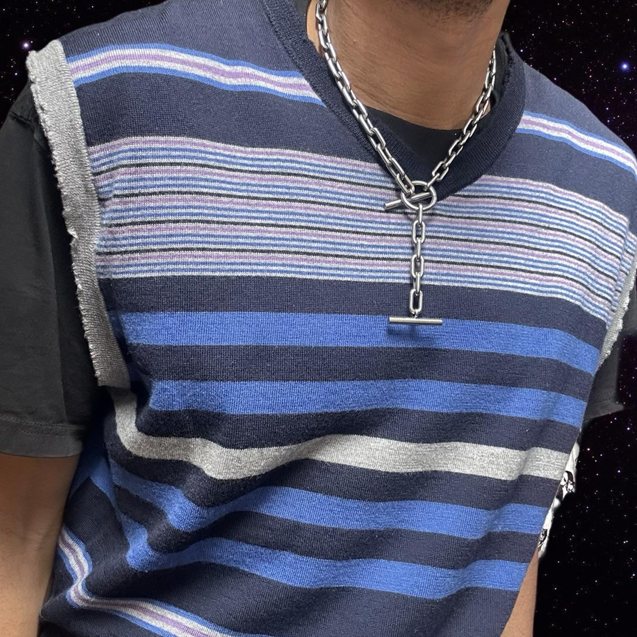 ASTROBOI* Blue Striped Cropped Sweater Vest - details