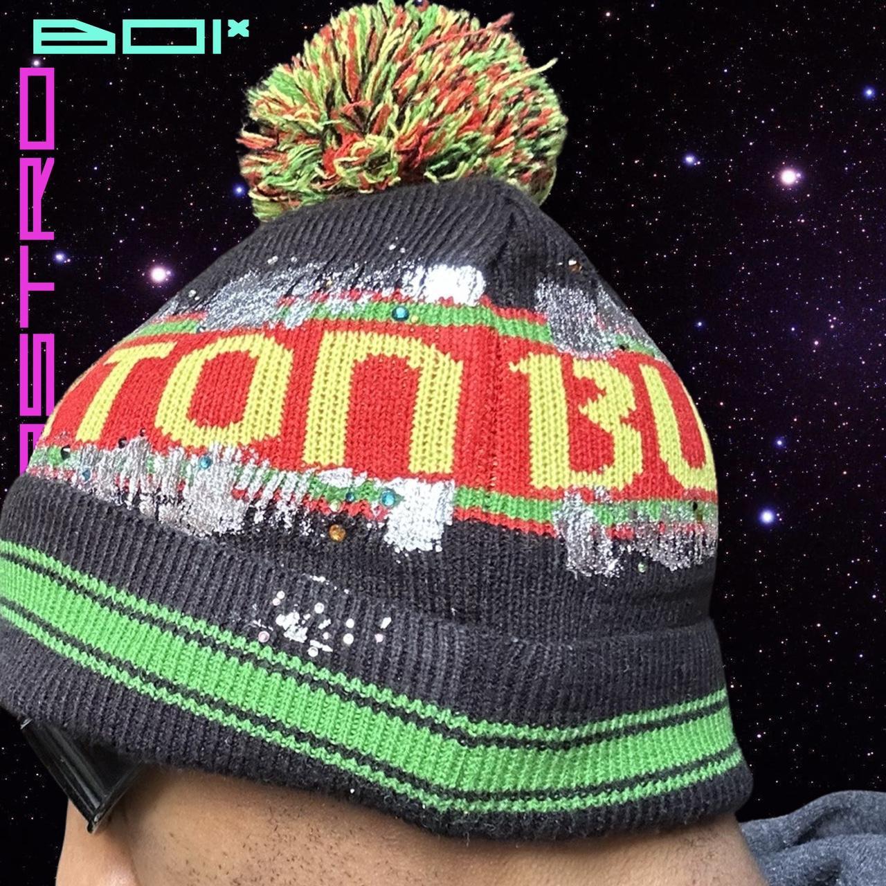 ASTROBOI* CUSTOM BURTON RASTAFARIAN METALLIC RHINESTONE POM POM BEANIE