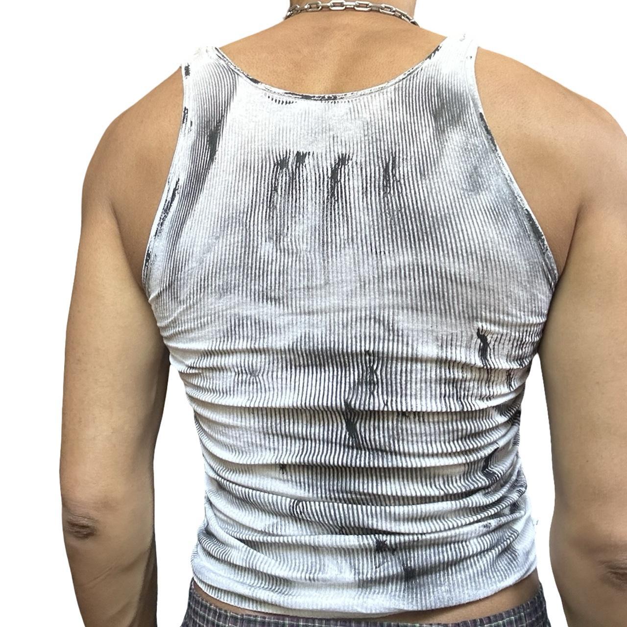 ASTROBOI* White & Black Braided Paint Twist Top - back