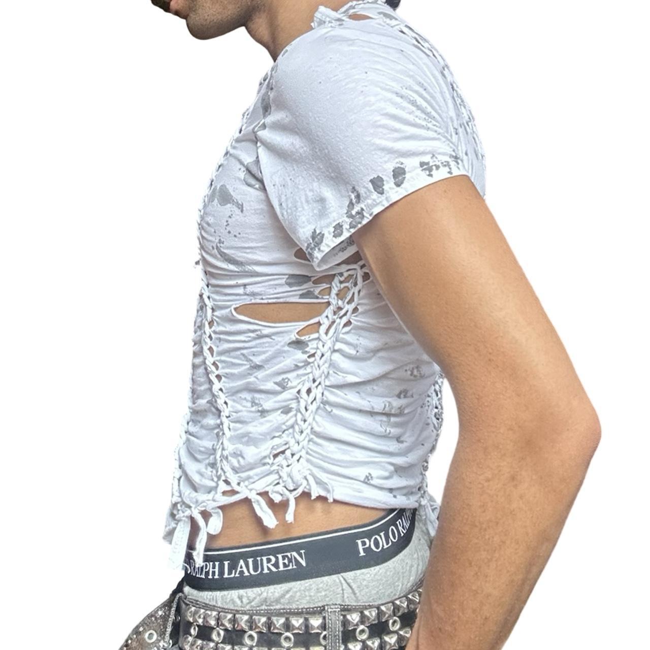 ASTROBOI* x Gildan '1001' White Braided Twist T-shirt - left