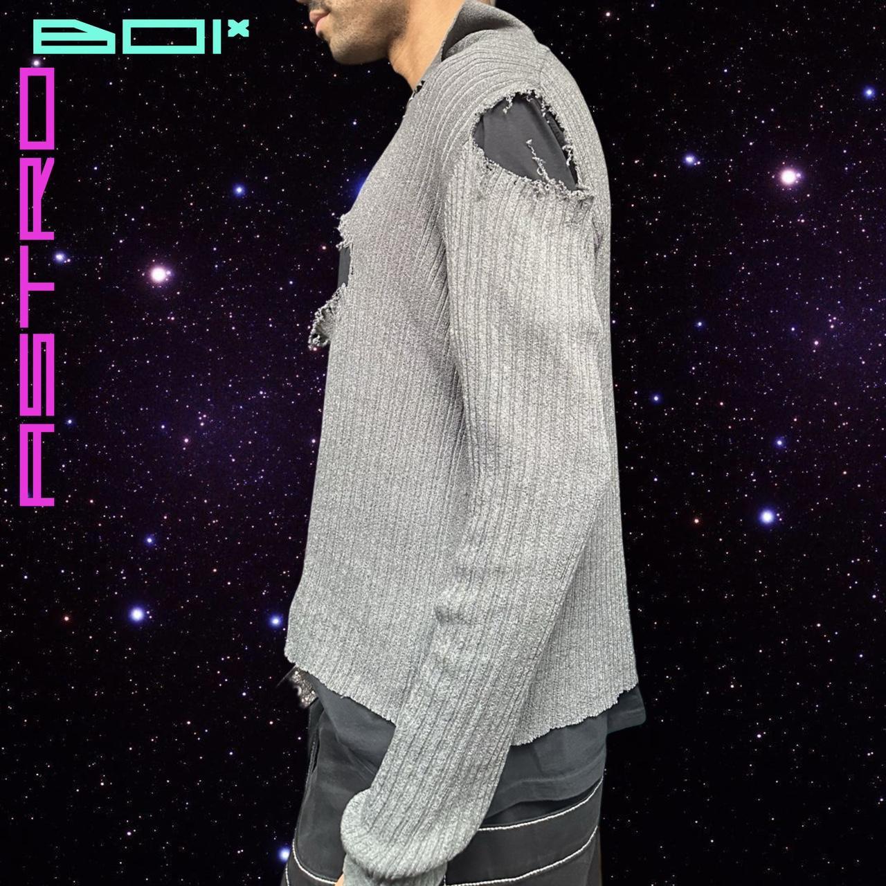 ASTROBOI* Custom Kenneth Cole Gray Grunge Ribbed Knit Polo - XXL