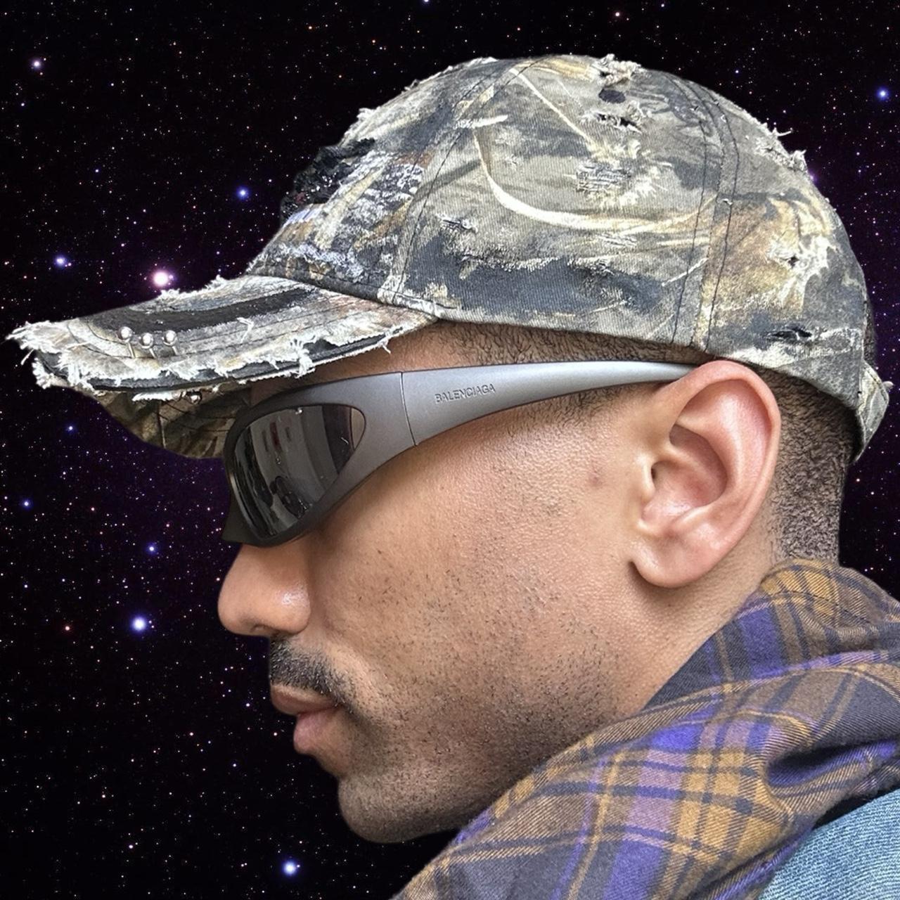ASTROBOI* 'DSG' Brown Camouflage Pierced Rhinestone Hat - left