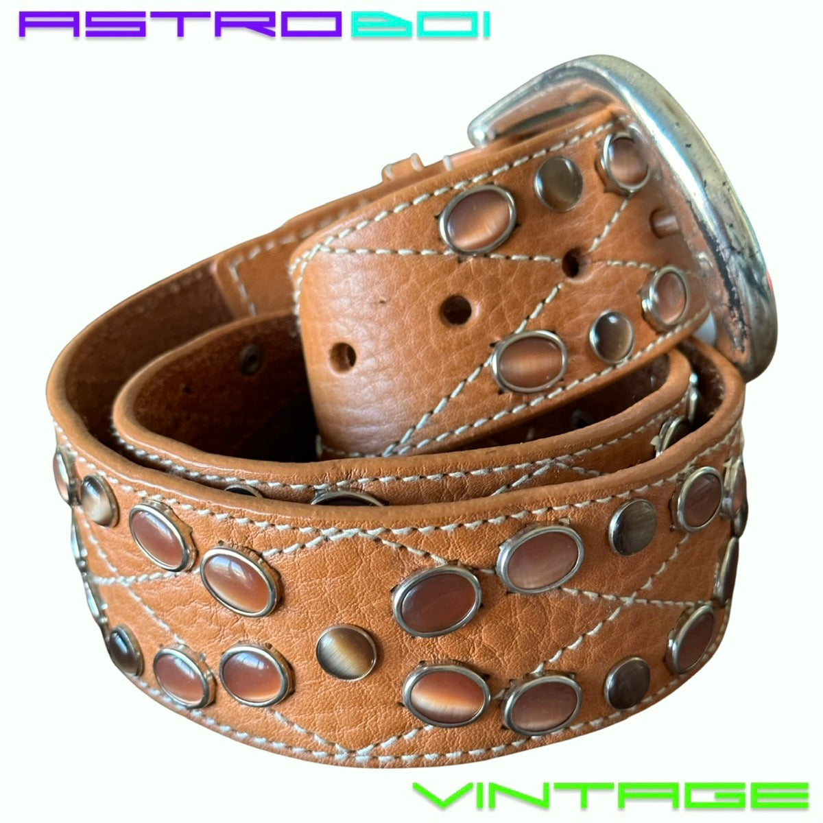 MICHAEL MICHAEL KORS BROWN LEATHER AGATE WESTERN BELT