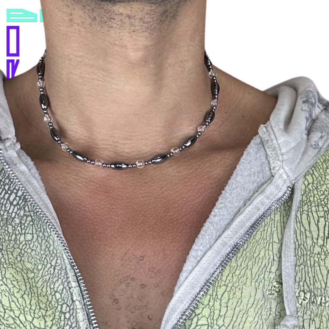 GUN METAL AND CLEAR SPACE X CHOKER