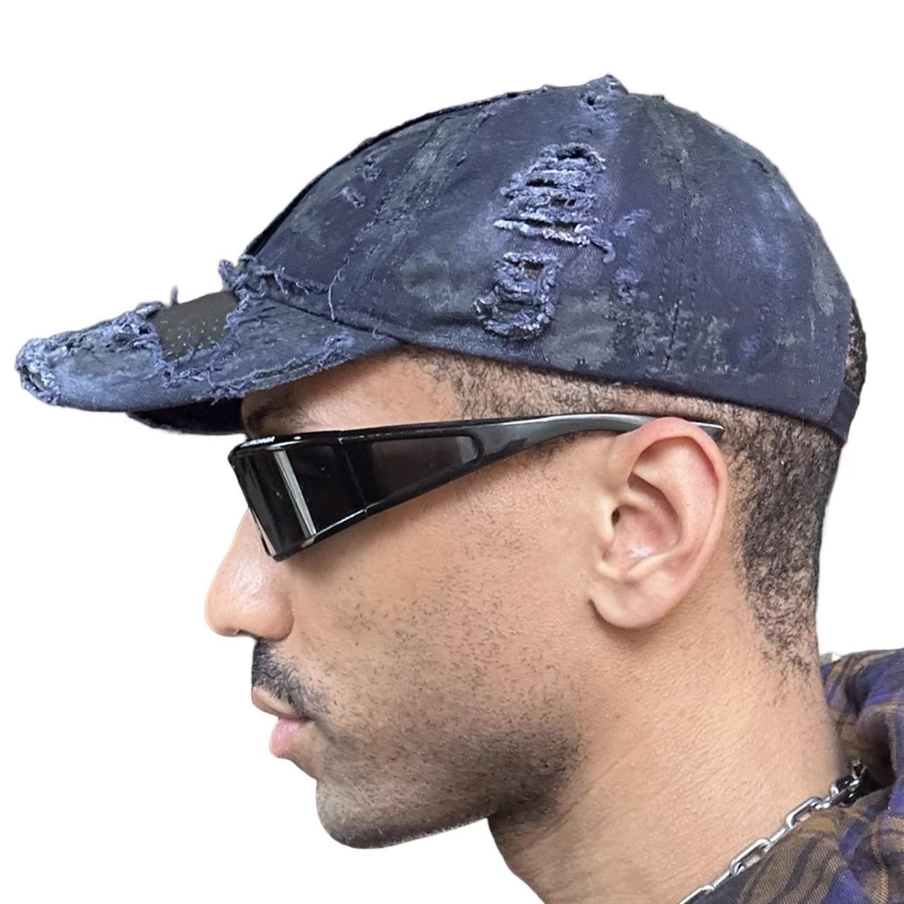 ASTROBOI* 'Theo' Blue Deconstructed Distressed Hat, left