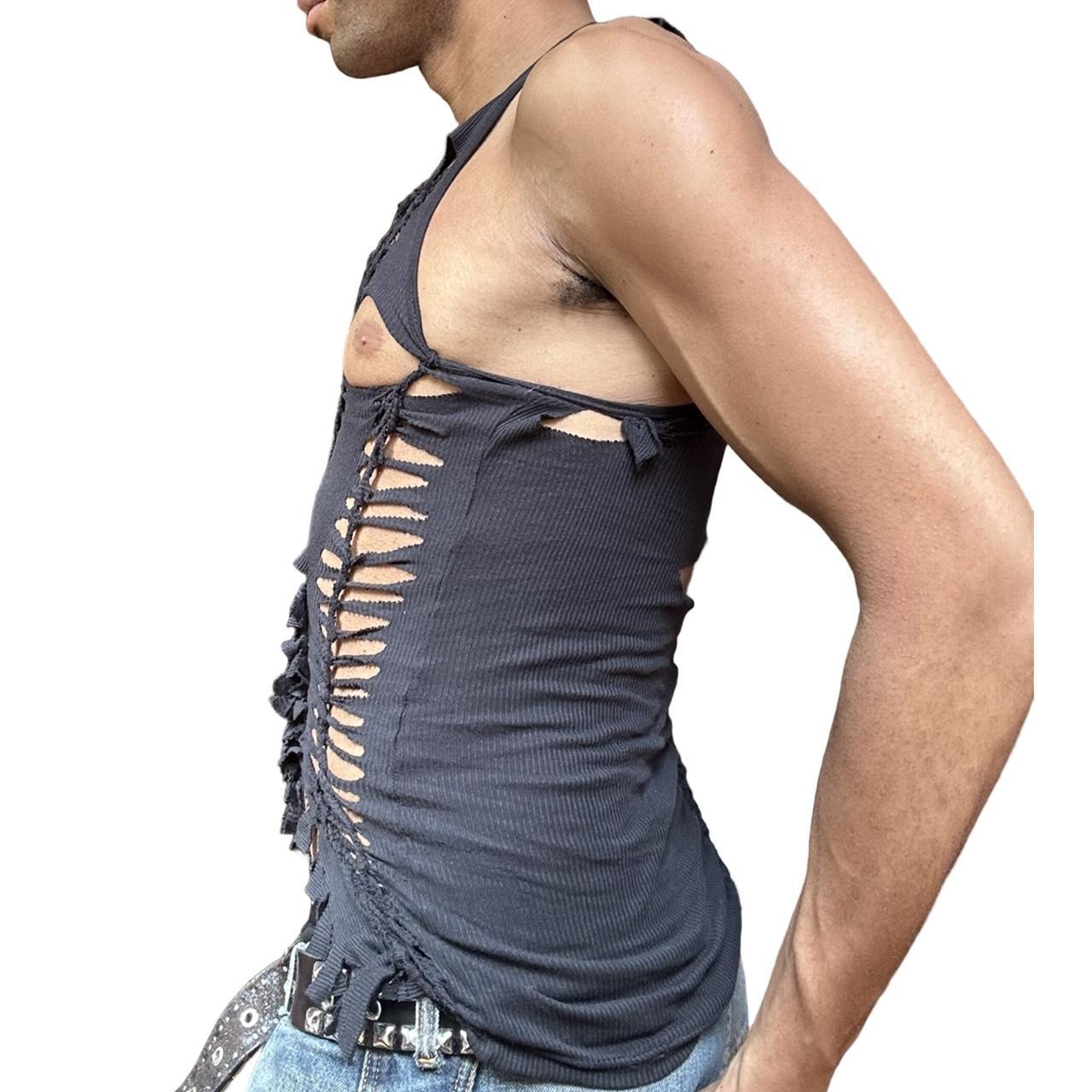 ASTROBOI* 'Highbeam' Gildan Black Twist Braided Tank Top - left