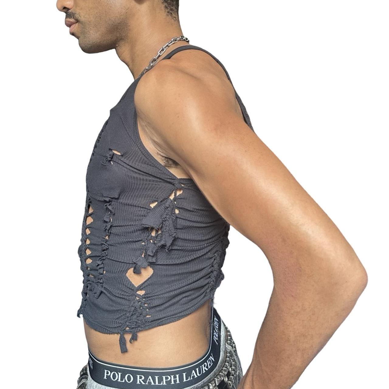 ASTROBOI* x Gildan 'Natt' Black Braided Twist Tank Top - left