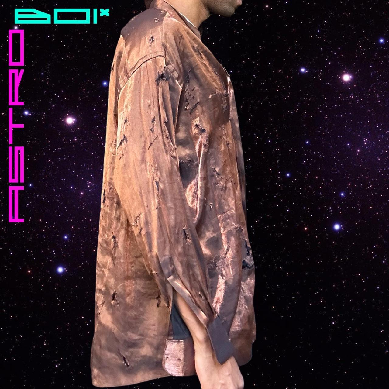ASTROBOI* BRONZE DISTRESSED BUTTON UP SHIRT _ XXL