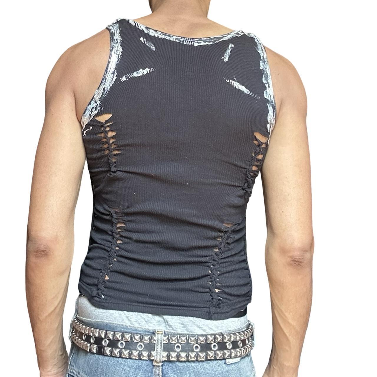 ASTROBOI* 'Zinc' Silver Foiled Black Braided Twist Tank Top – back