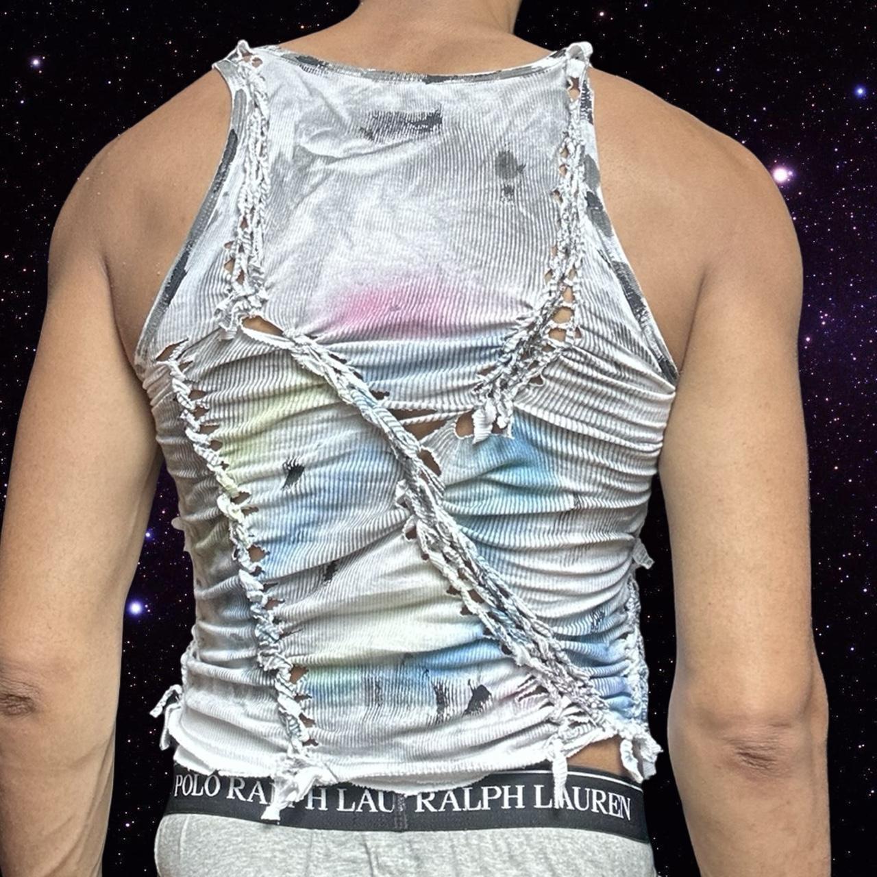 ASTROBOI* x Calvin Klein 'Tri Color' Braided White Twist Tank Top – back