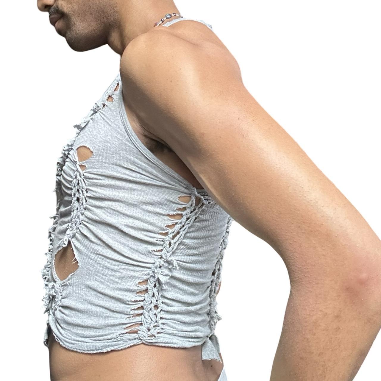 ASTROBOI* 'Ambiguous' Gray Braided Twist Tank Top - left