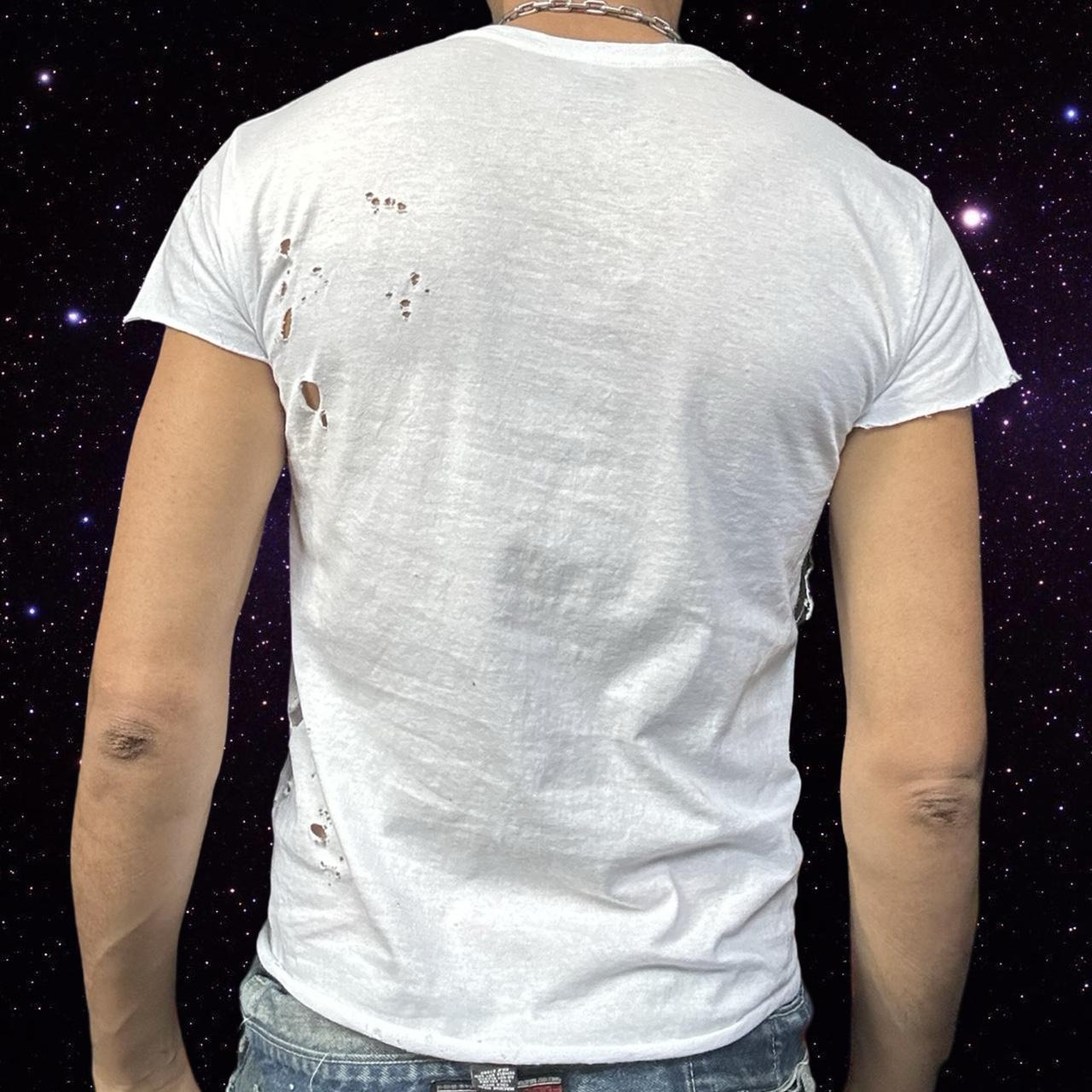 ASTROBOI* x Hanes Perfect White Ripped Grunge T-shirt - back