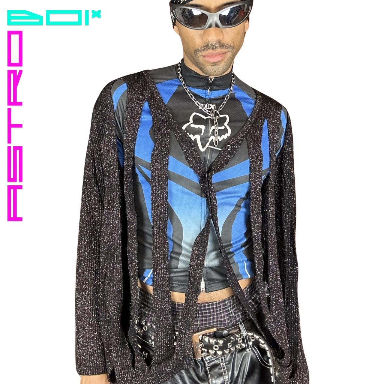 ASTROBOI* MODULAR RAINBOW LUREX CARDIGAN _ BLACK