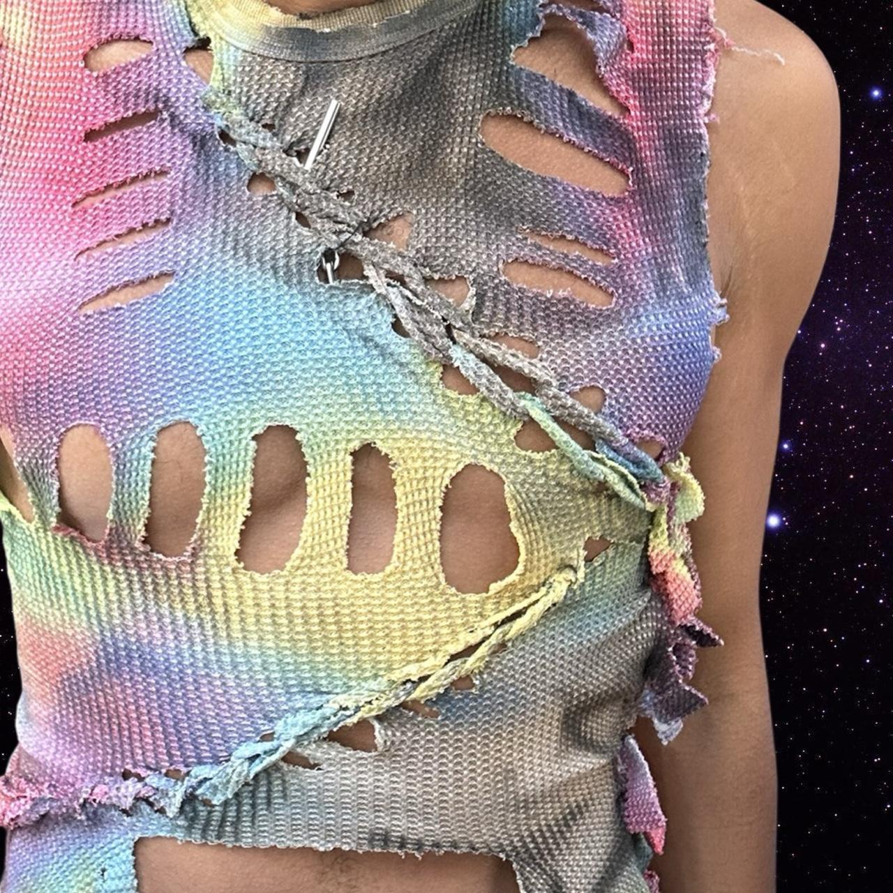 ASTROBOI* Rainbow Braided Fringe Tank Top - Small