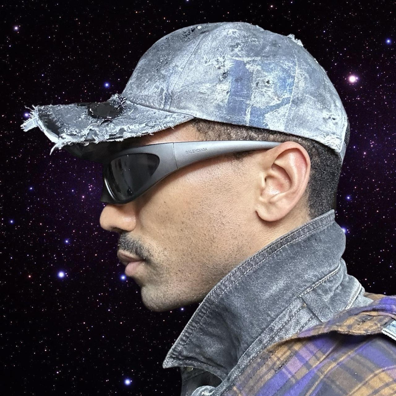 ASTROBOI 'Y's' Trompe L'oeil Denim Print Resin Hat, left