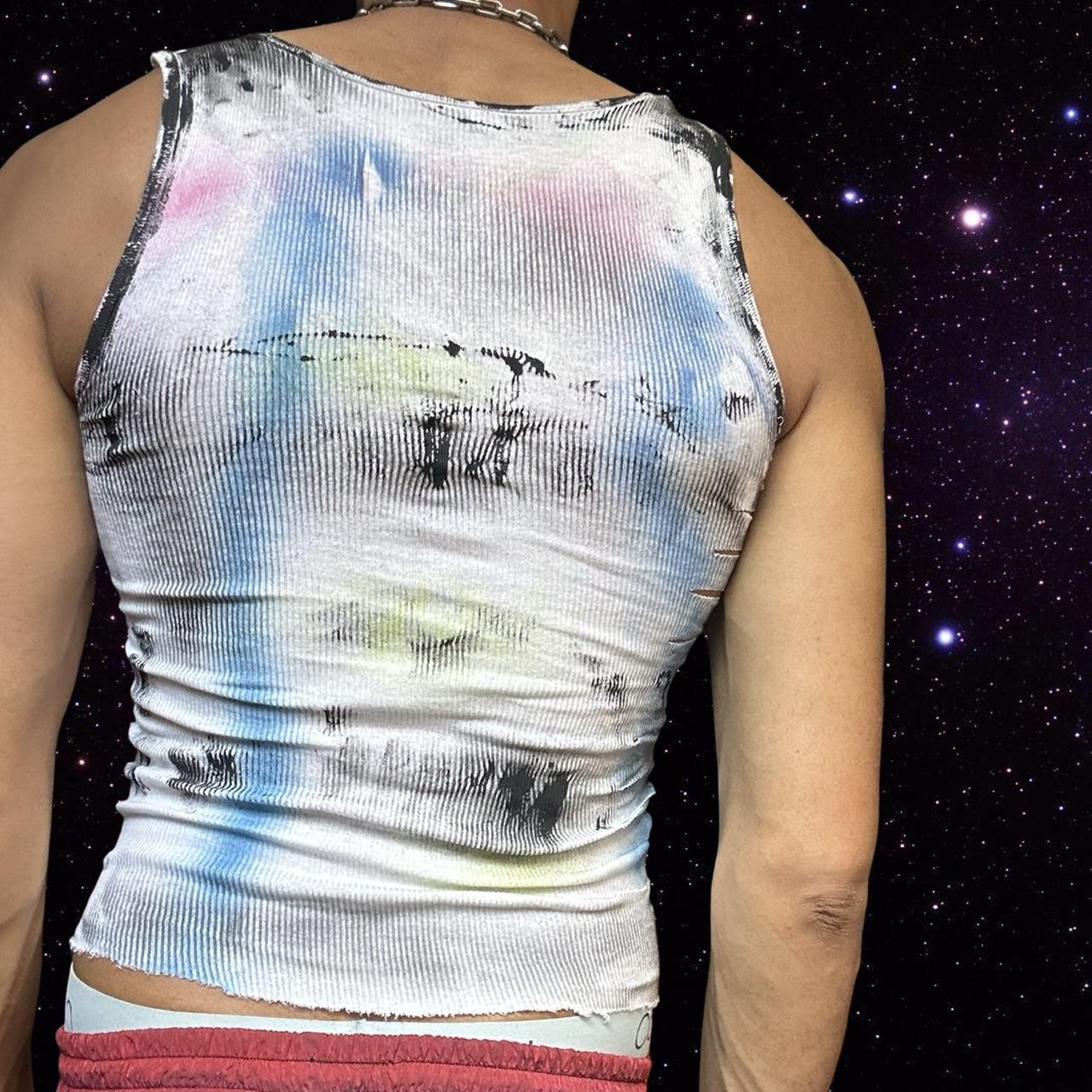 ASTROBOI* 'Super Nova' White Slashed Tank Top - back