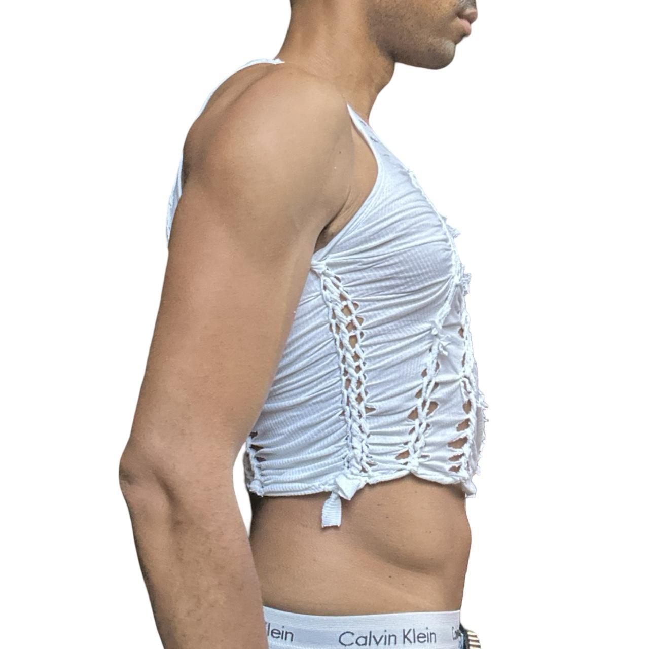 ASTROBOI* 'Blanc' White Braided Twist Tank Top - right