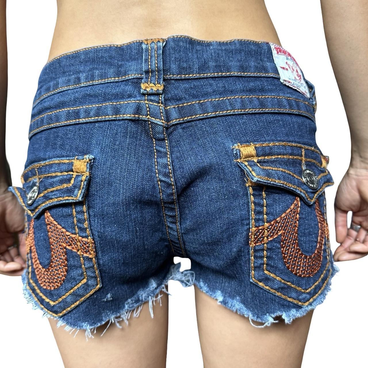 Vintage True Religion Y2K Blue Faded Denim Shorts - back