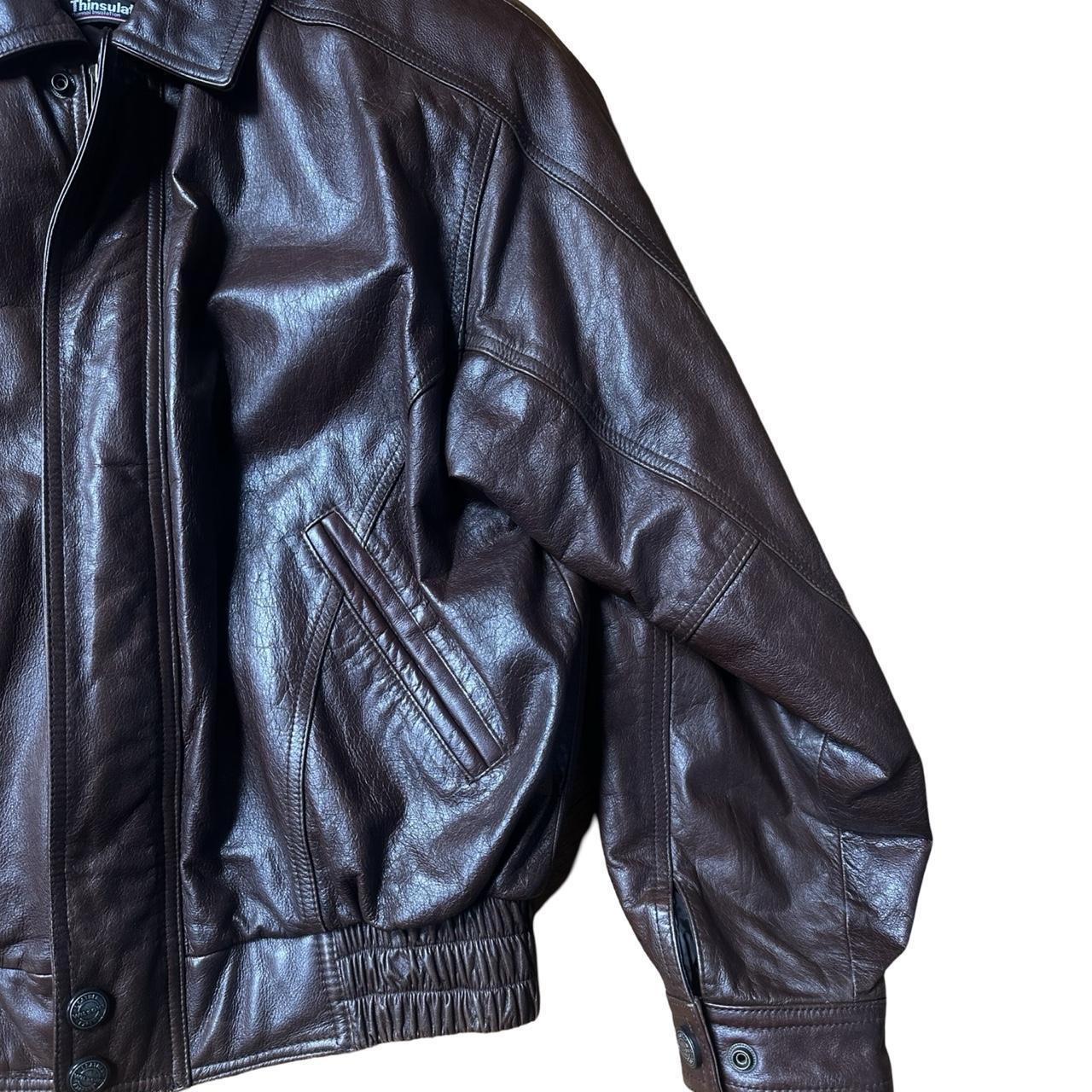 Wilson's Leather Brown Retro Bomber Jacket - Medium, flat close up right