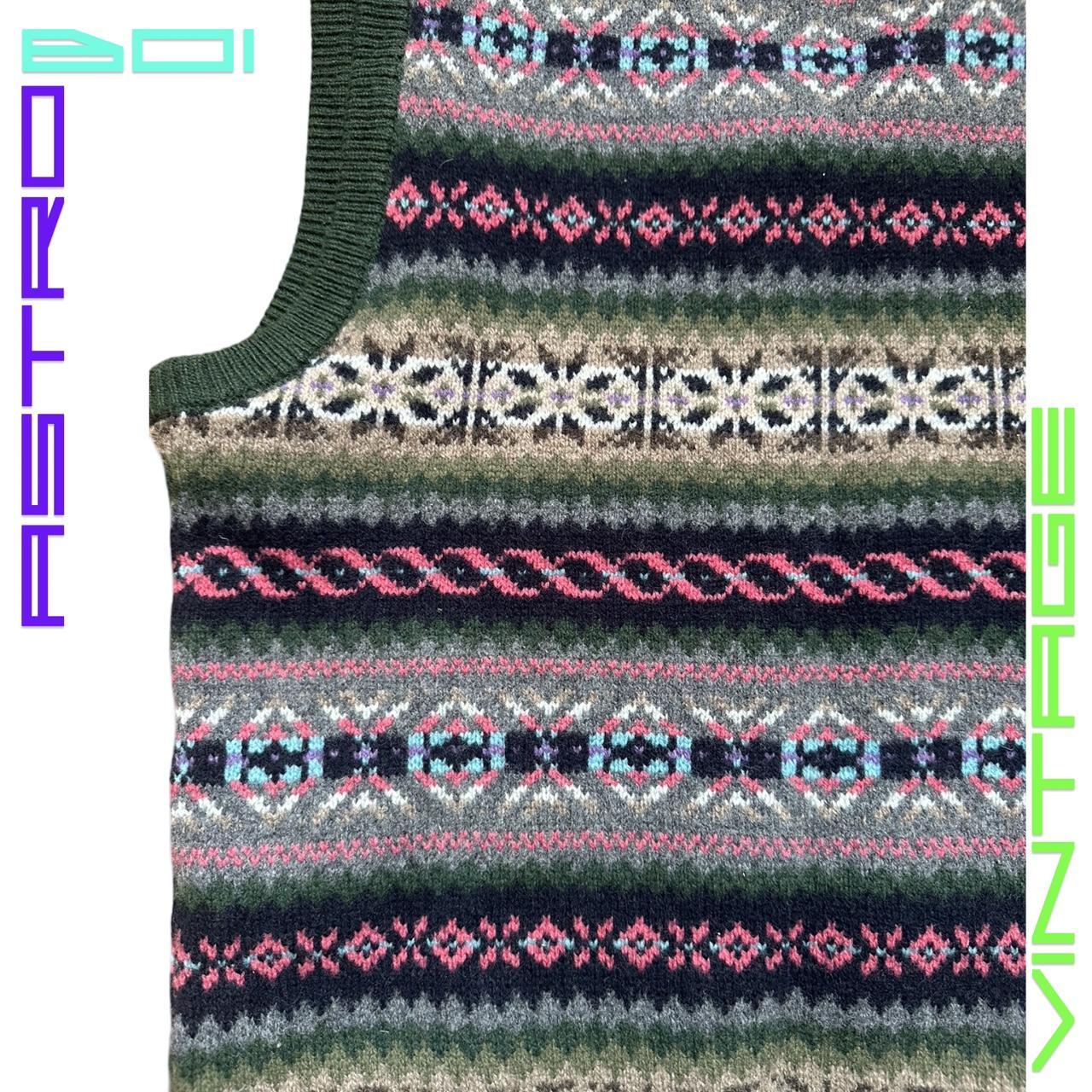 GANT Green Fair Isle V-Neck Sweater Vest - Small