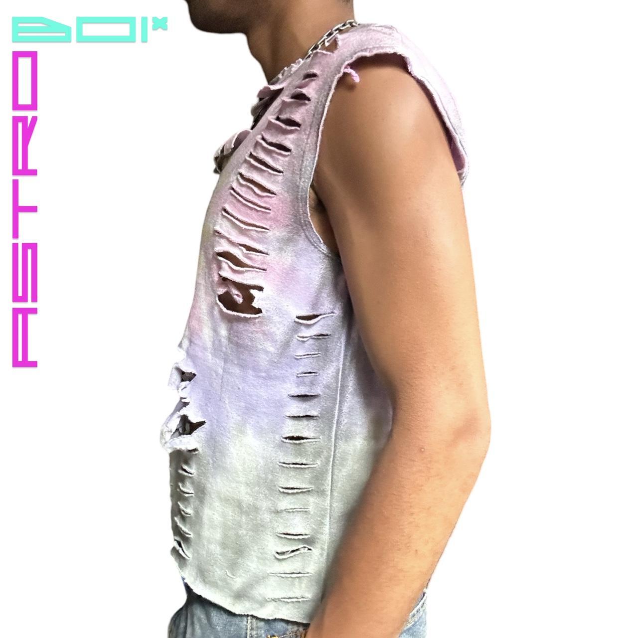 ASTROBOI* GRUNGE PINK CANDY COATED SLEEVELESS SWEATSHIRT _ MEDIUM