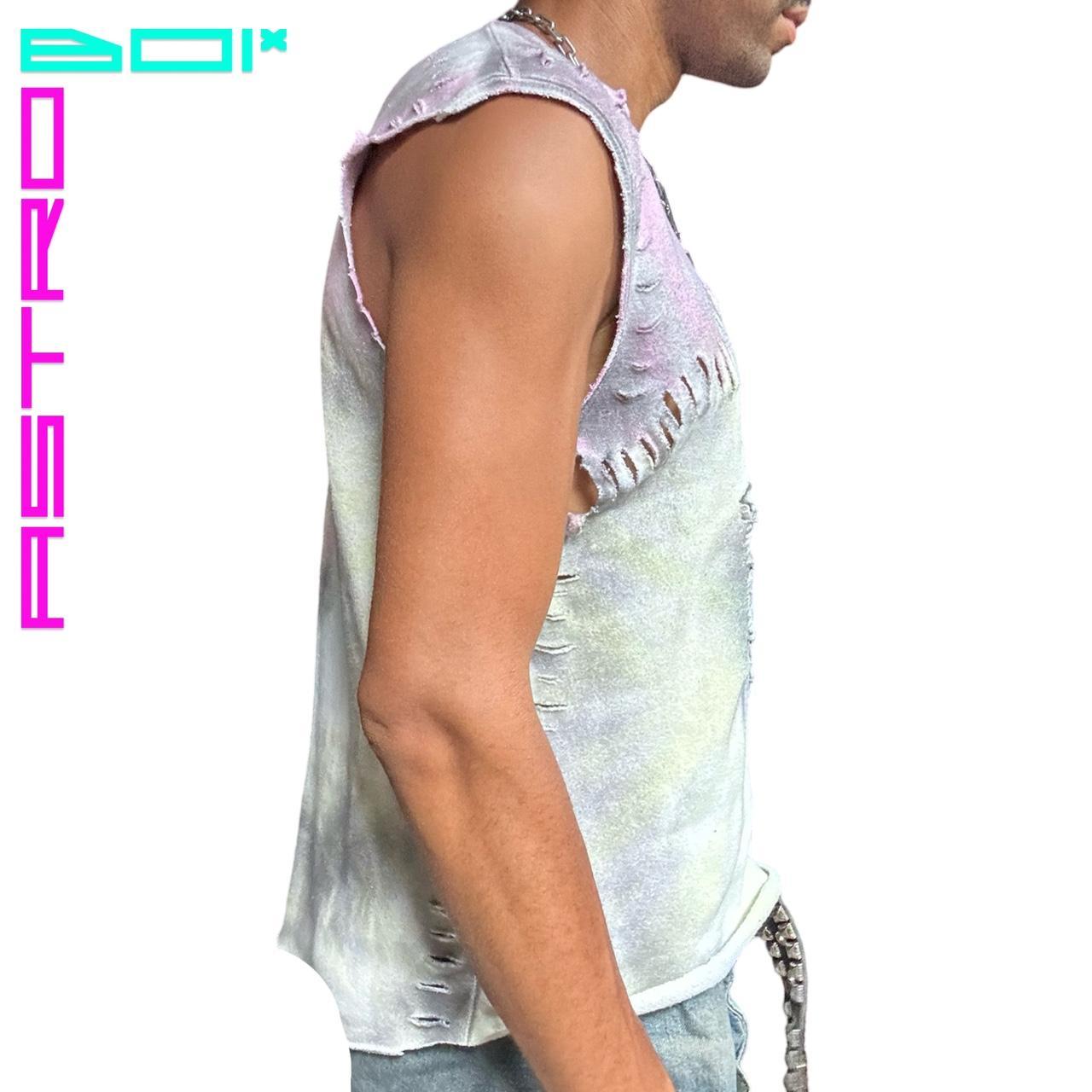 ASTROBOI* YELLOW CANDY COATED TIE DYE SWIRLS SLEEVELESS SWEATSHIRT _ XL
