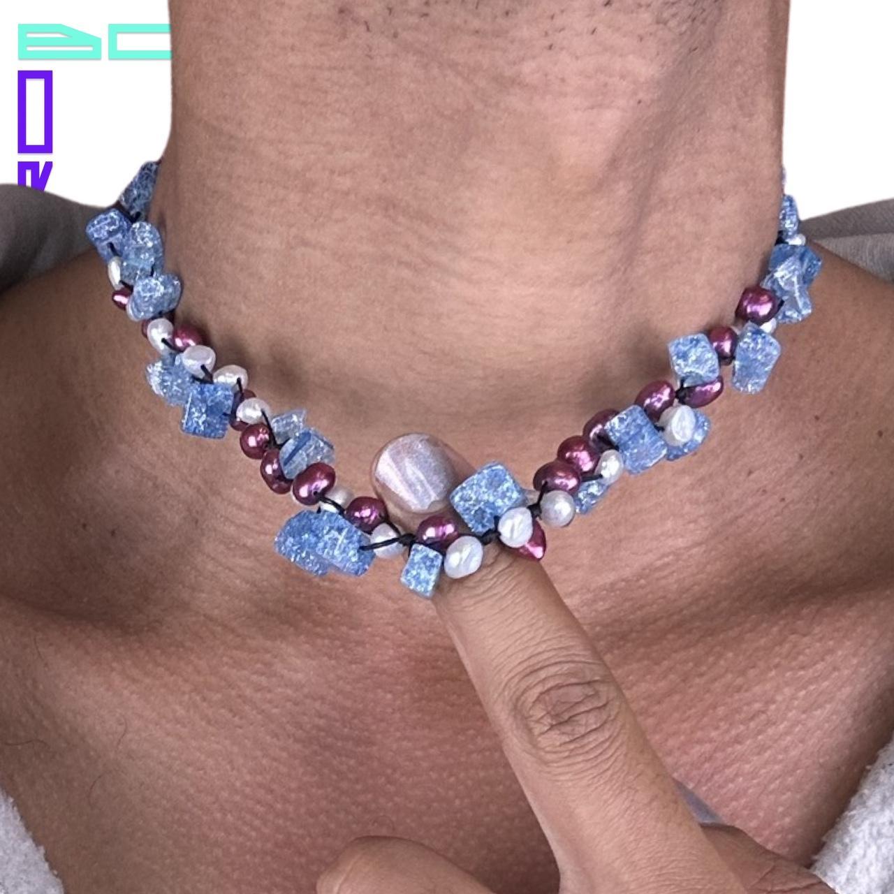 STAGGERED ICE CRYSTAL BEADED NECKLACE
