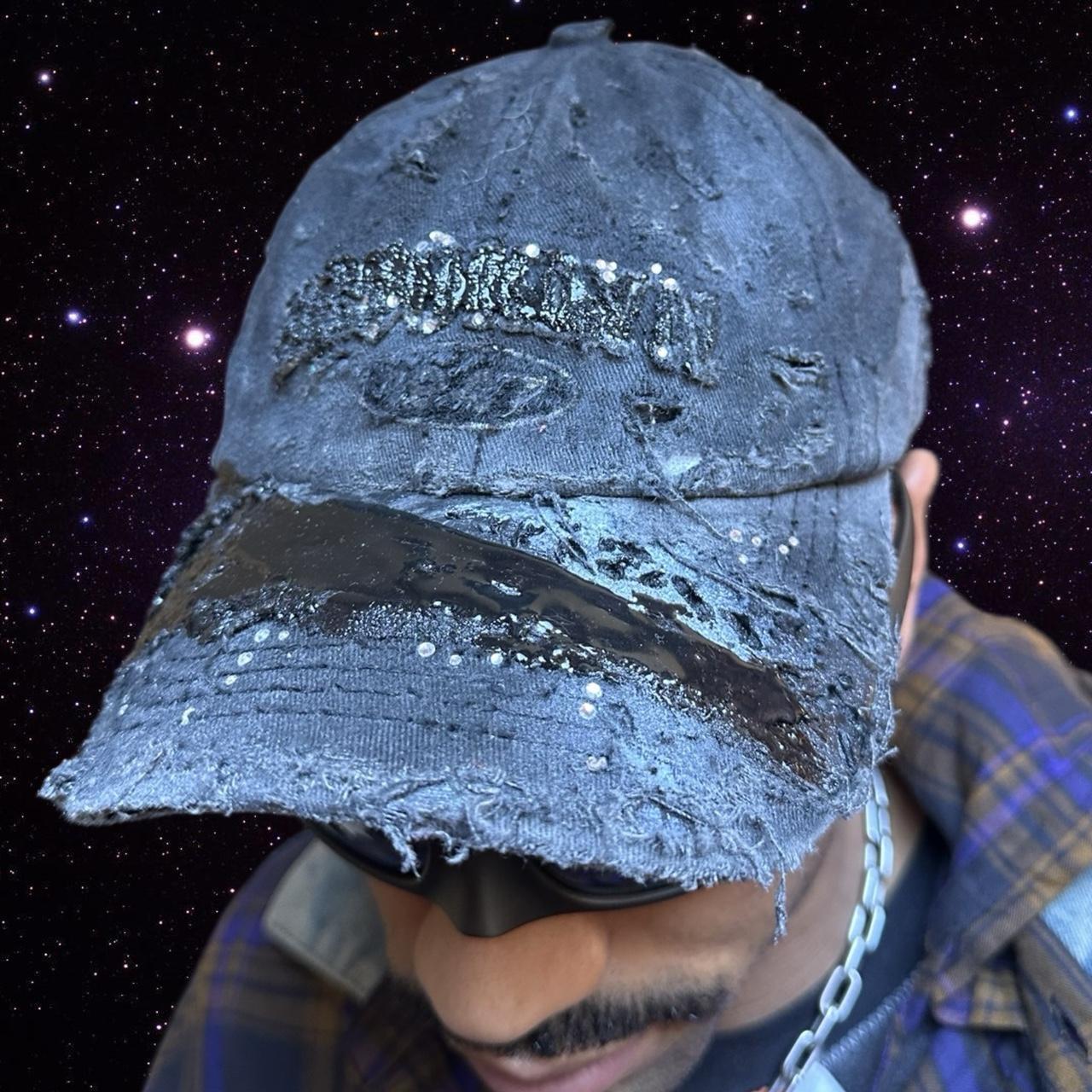 ASTROBOI* 'Tar Diamonds' Brooklyn Distressed Black Resin Rhinestone Hat