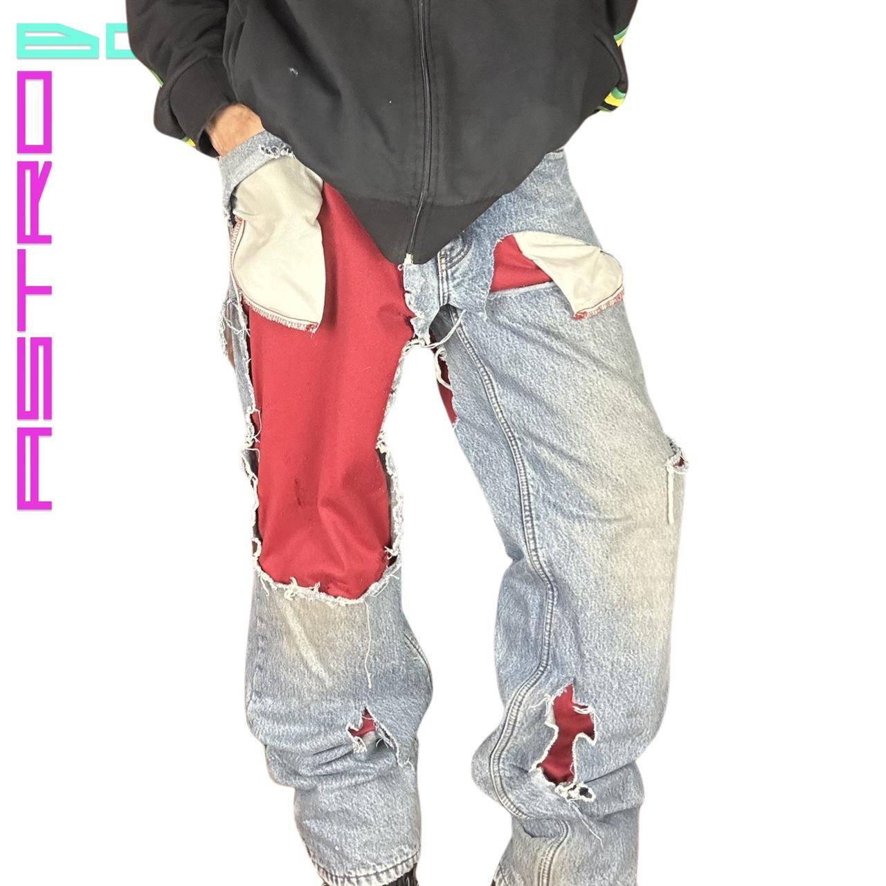 ASTROBOI* RIPPED FLANNEL JEANS _ 38x36