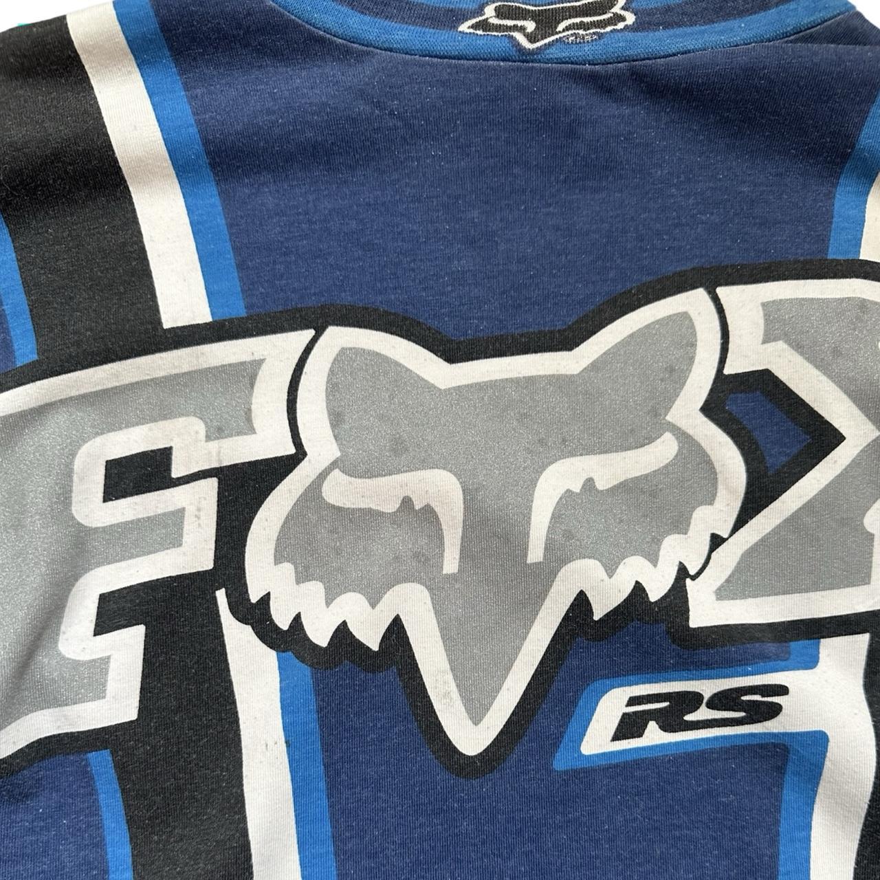 Vintage 90s Fox Racing Graphic Blue T-Shirt - Large