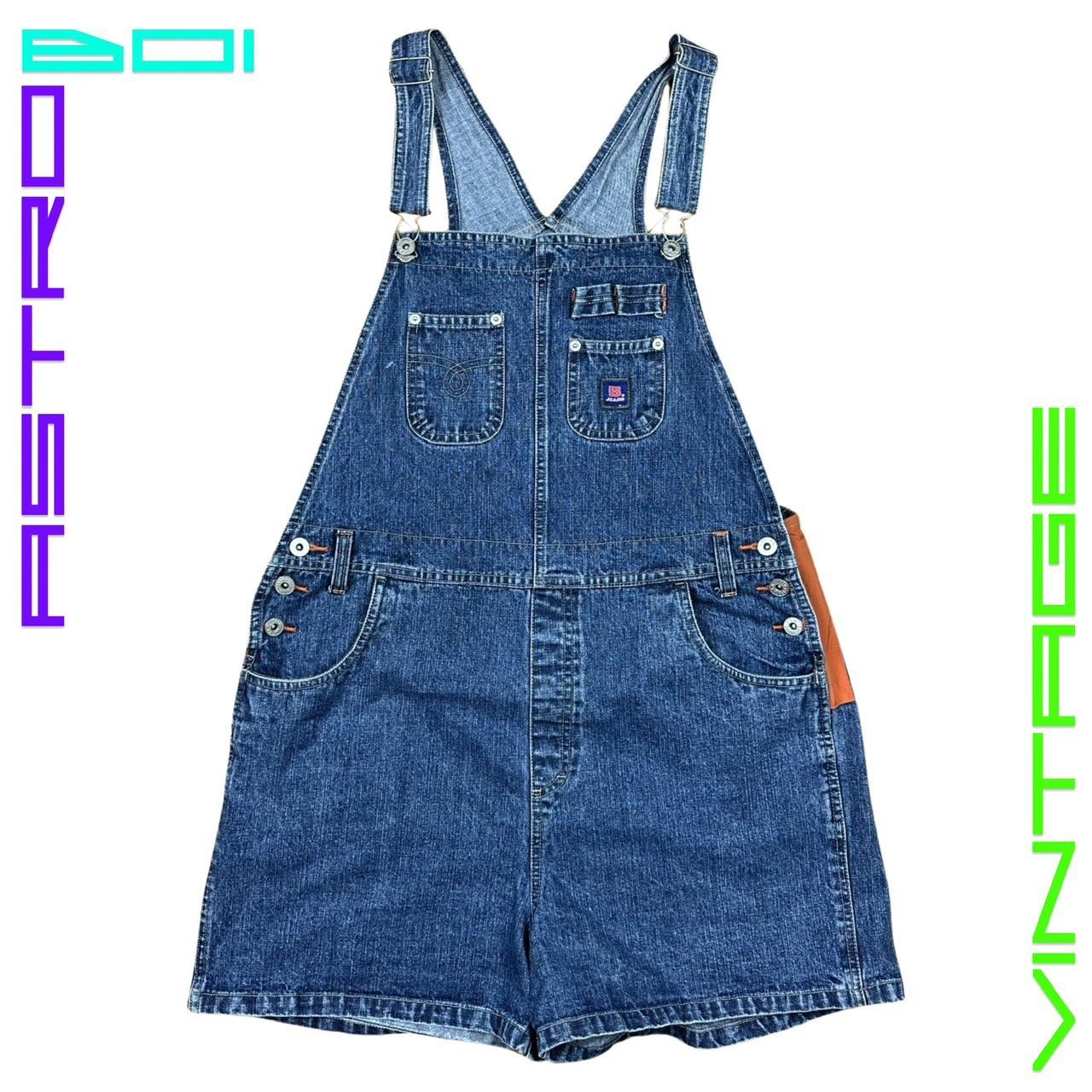 VINTAGE BUM EQUIPMENT DENIM SHORT OVERALLS