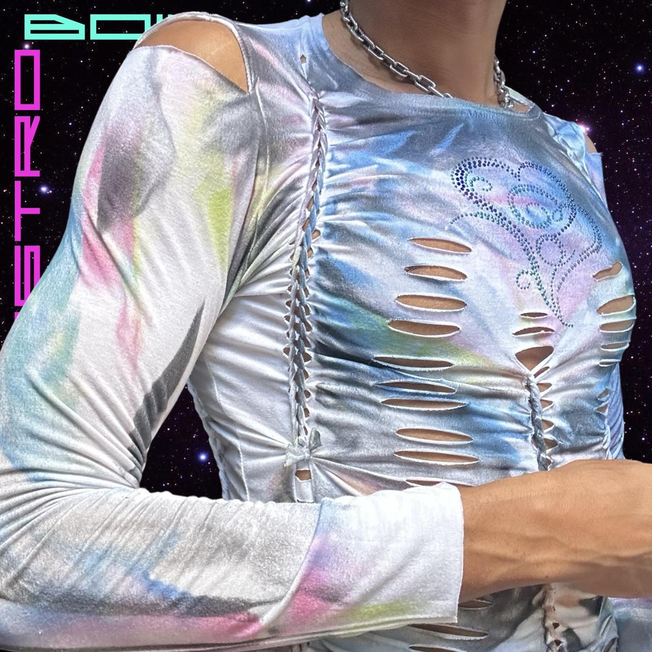 ASTROBOI* RHINESTONE HEARTS BRAIDED L/S T-SHIRT _ SMALL