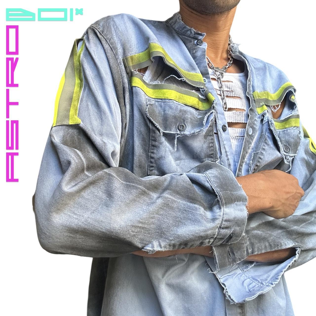 ASTROBOI* DECONSTRUCTED BLUE HIGH VIS CONSTRUCTION π§ SHIRT _ XL