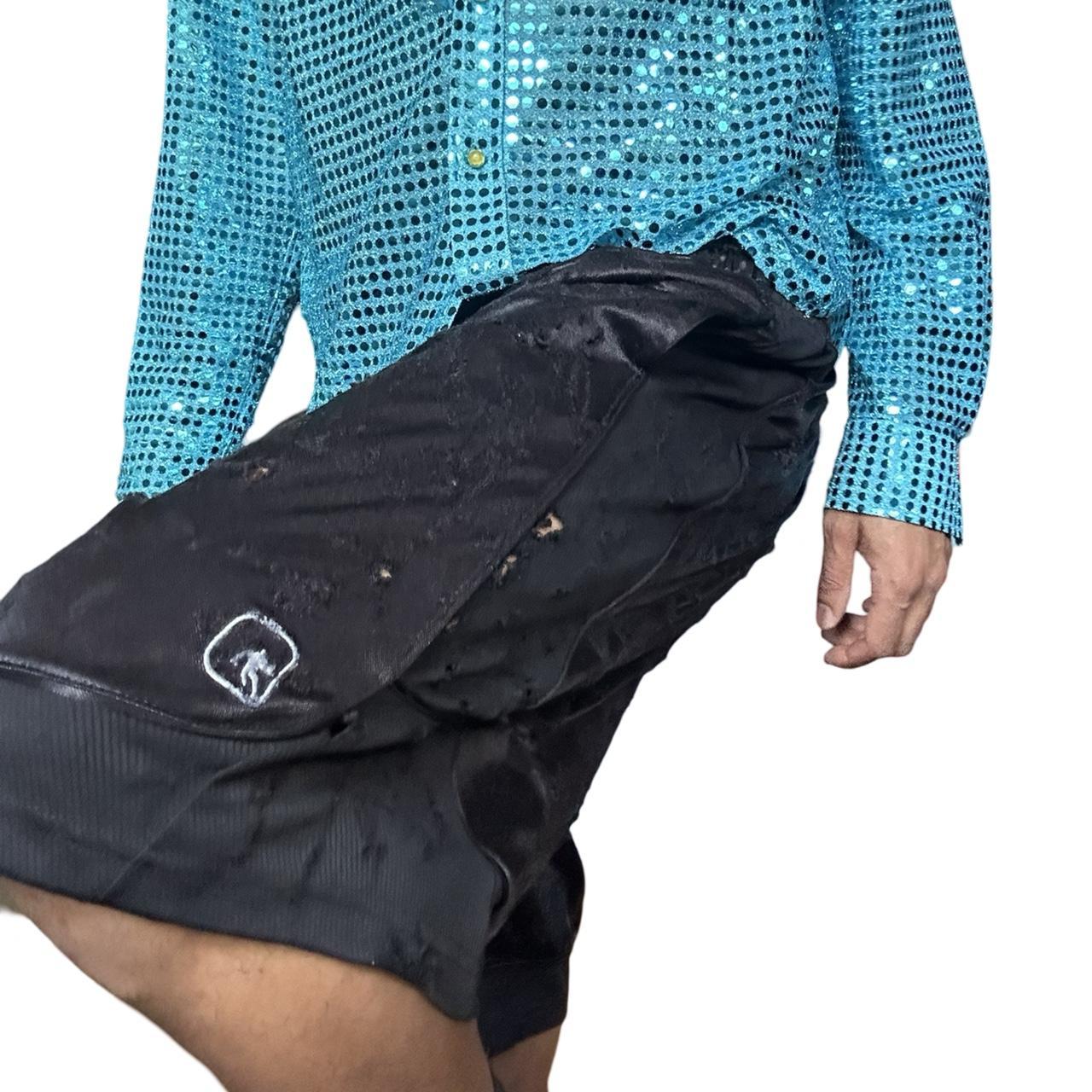 ASTROBOI* ANDONE Men's Black Distressed Baggy Basketball Shorts - XL