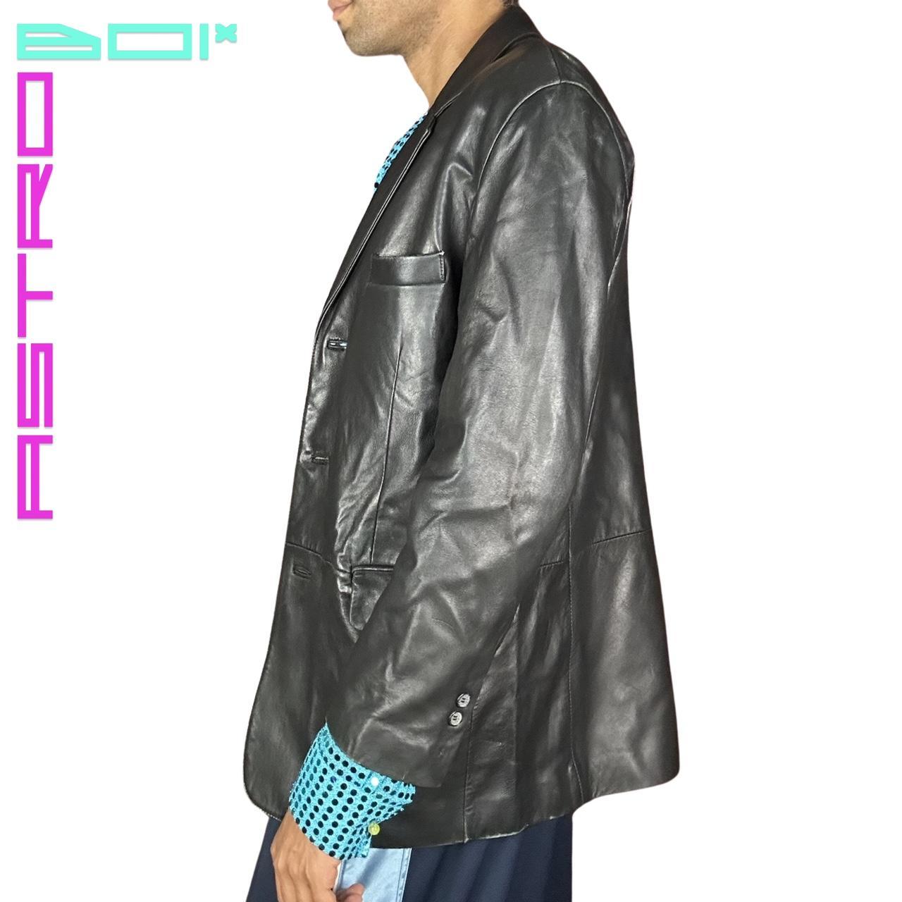 VINTAGE KNOLES & CARTER_ LEATHER BLAZER_ BLACK