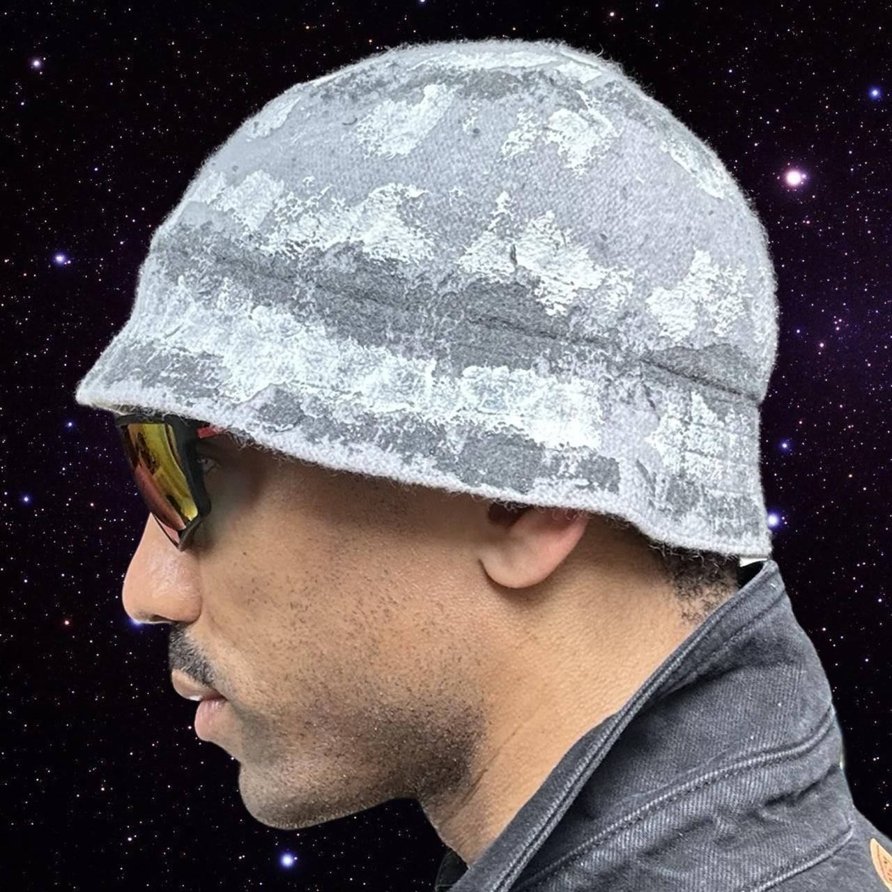 ASTROBOI* Gray Faux Mohair Painted Bucket Hat - left